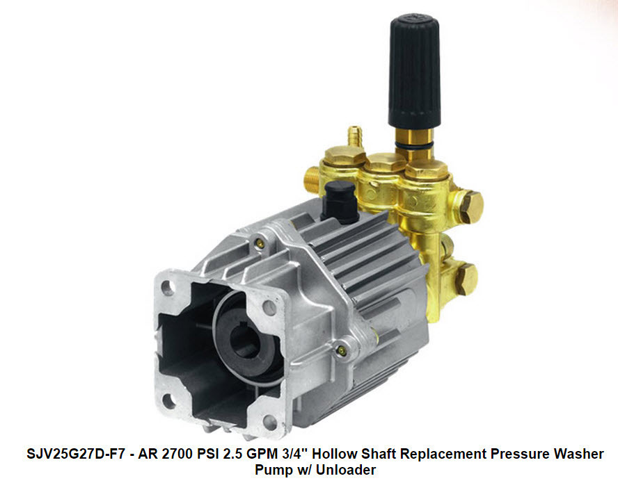 PRESSURE WASHER PUMP – AR SJV25G27D-F7 – 2.5 GPM – 2700 PSI – 3/4″ Shaft