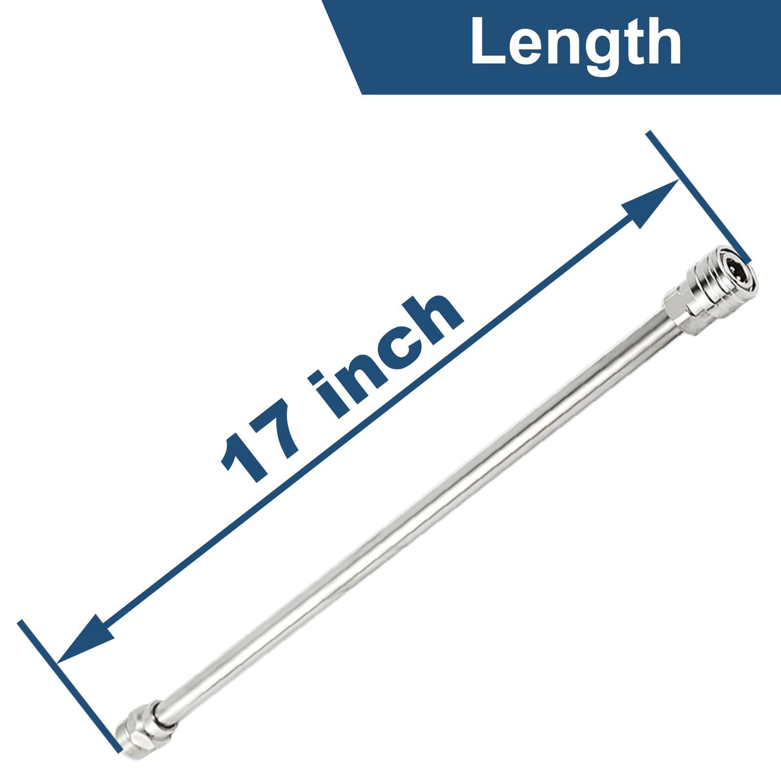 Raincovo Pressure Washer Extension Wand, Stainless Steel 17 Inch, Silvery