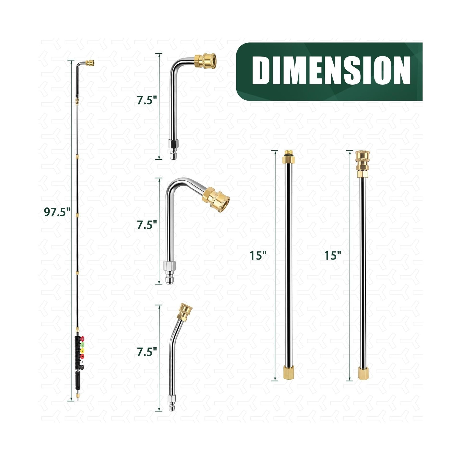 Extension Wand Kit – 4000 PSI, w/ 30/90/120掳 Tips, 1/4″ QC