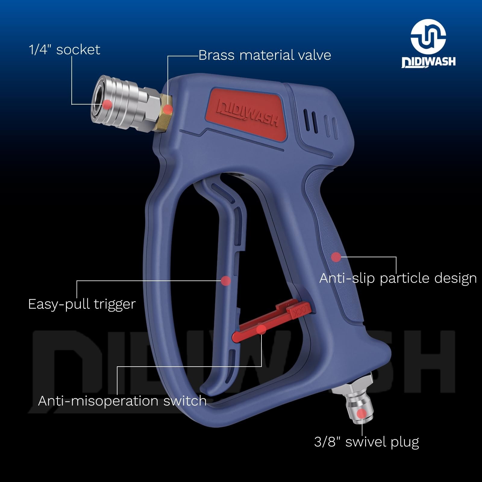 Swivel Pressure Washer Gun with Smoooth Rotate 3/8″ Plug,4500PSI Short Power …
