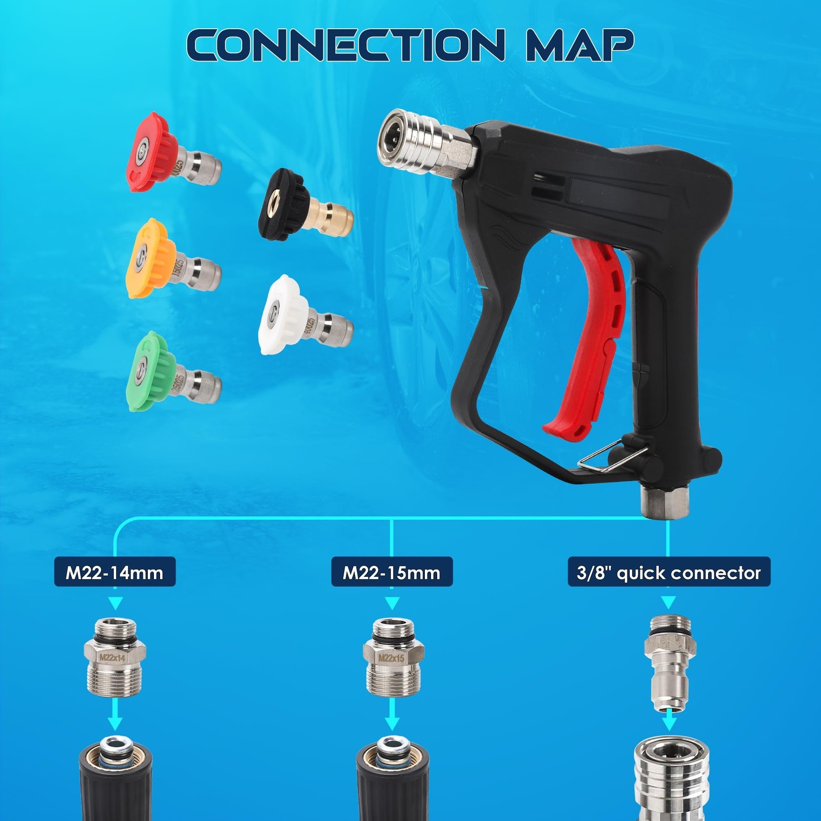 Foam Cannon for Pressure Washer with Short Gun Kit, Snow Foam Lance, 3/8″ Swi…