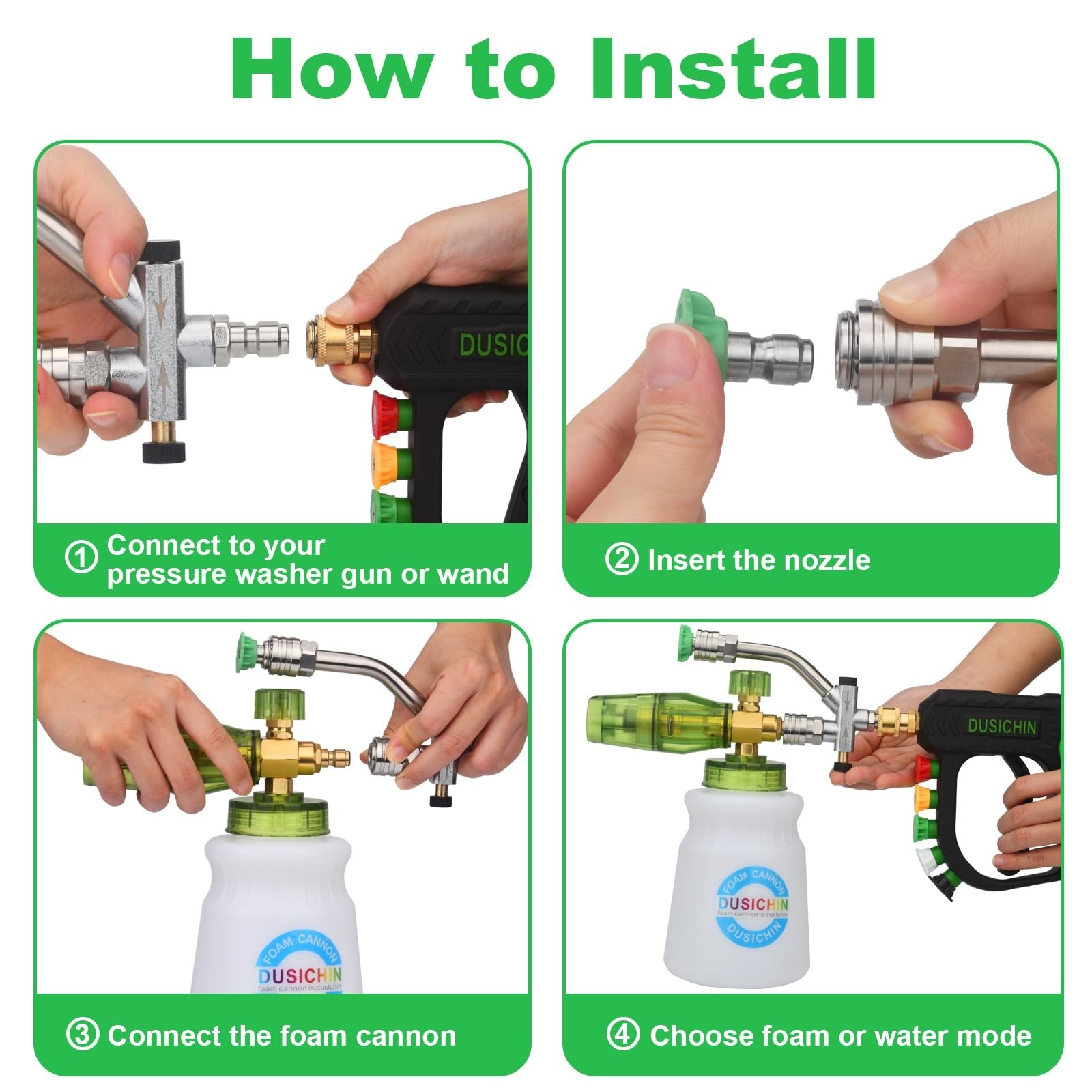 DUSICHIN Pressure Washer Gun Foam Cannon Dual Connector Shift Valve, Car Wash…