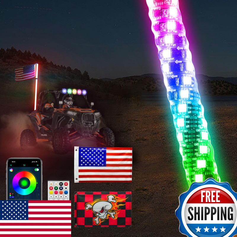 Wekilam 4Ft Whip Lights Spring Led Whip Light App Remote Control Spiral Rgb