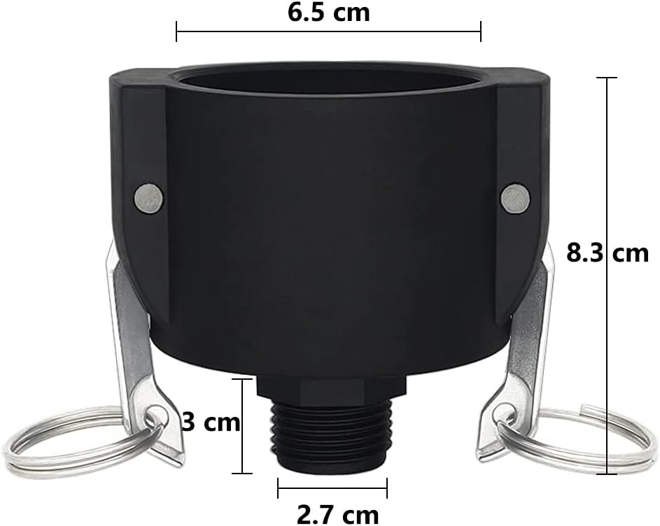 275 330 Gallon IBC Tote Tank Drain Adapter Fittings 2″ Cam Lock x Black