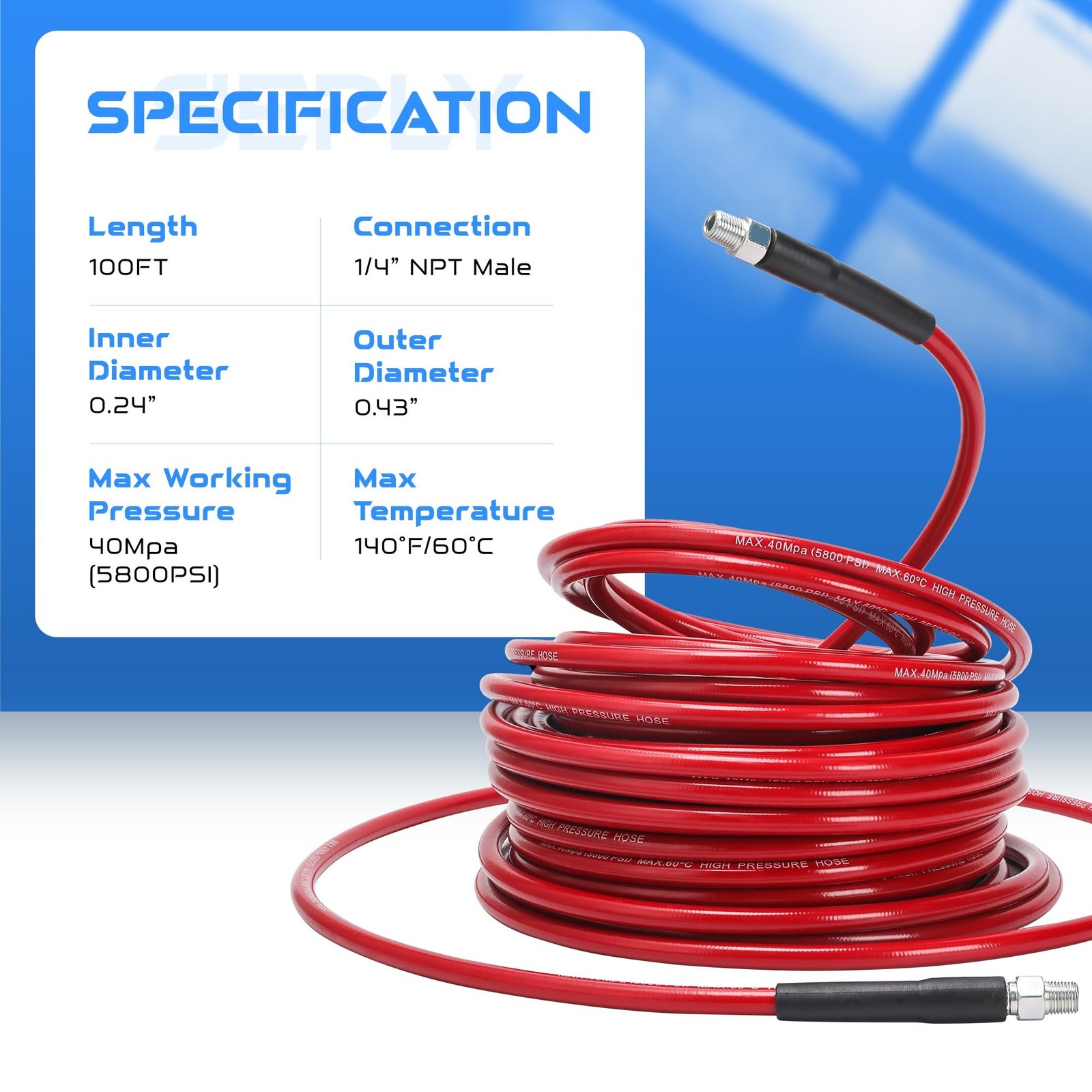 Sewer Jetter Kit for Pressure Washer, 100FT 5800 PSI Drain Cleaner Hose with …