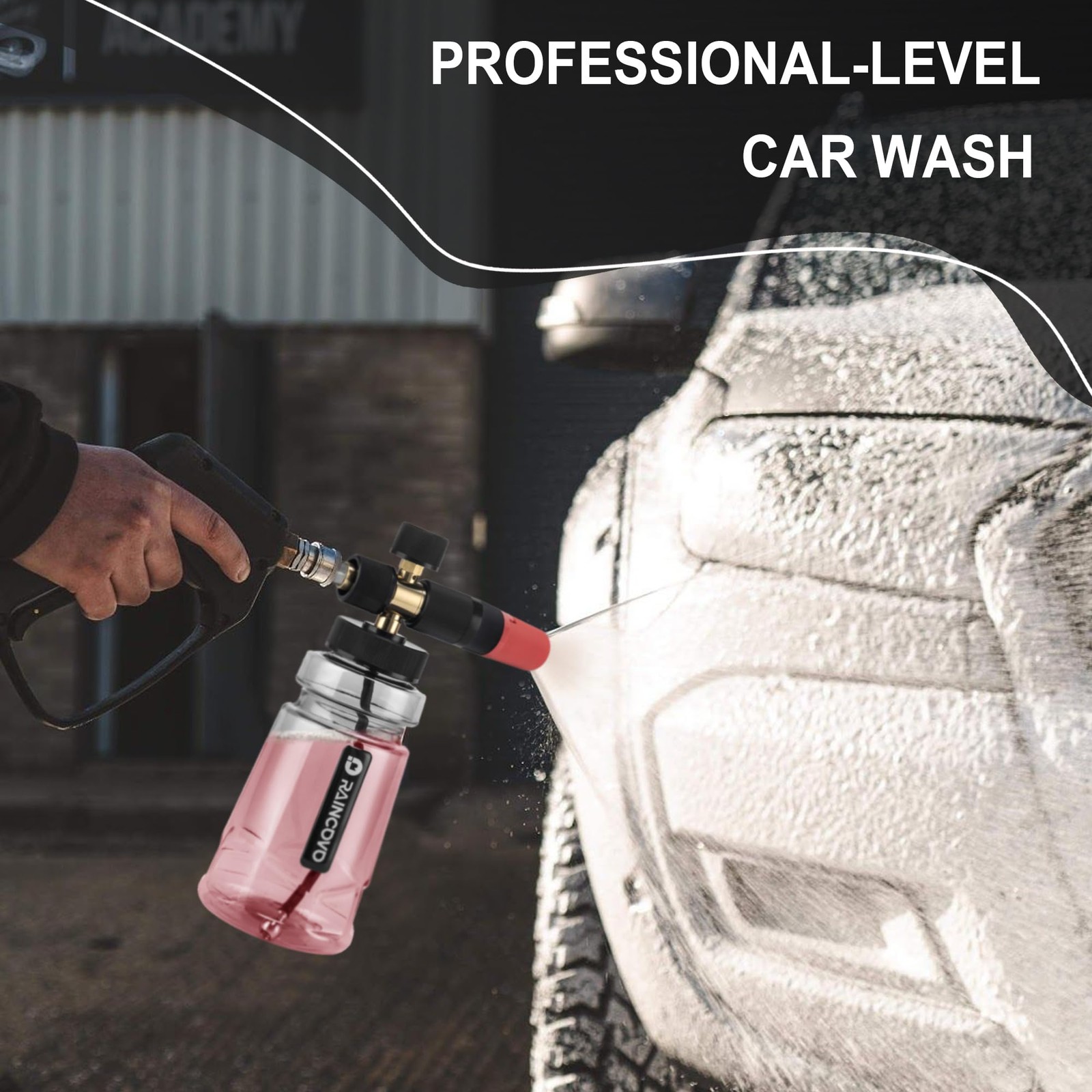 Raincovo Foam Cannon Wide Mouth for Pressure 254.1 Cubic Inches, Black Clear