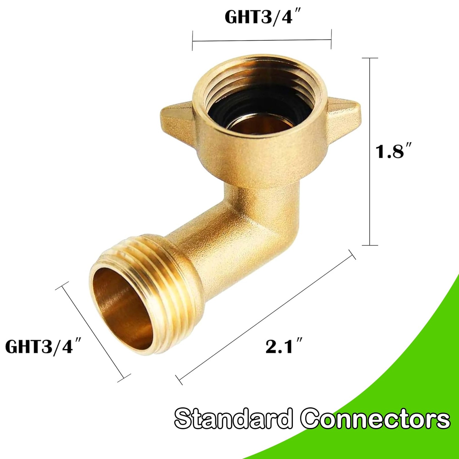 LIULO TOOL 2 Pack 90 Degree Garden Hose Elbow Connectors, 3/4″ 3/4 inch, Gold