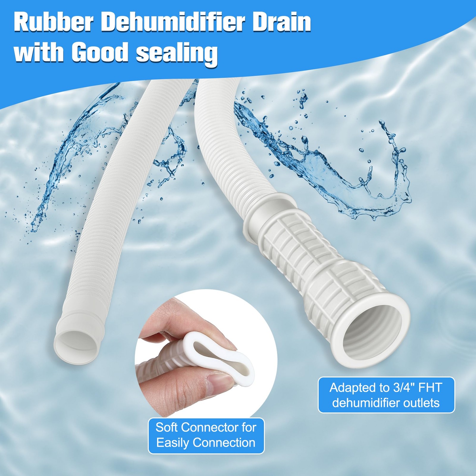 White Dehumidifier Drain Hose 6.5 Ft 3/4 Inch