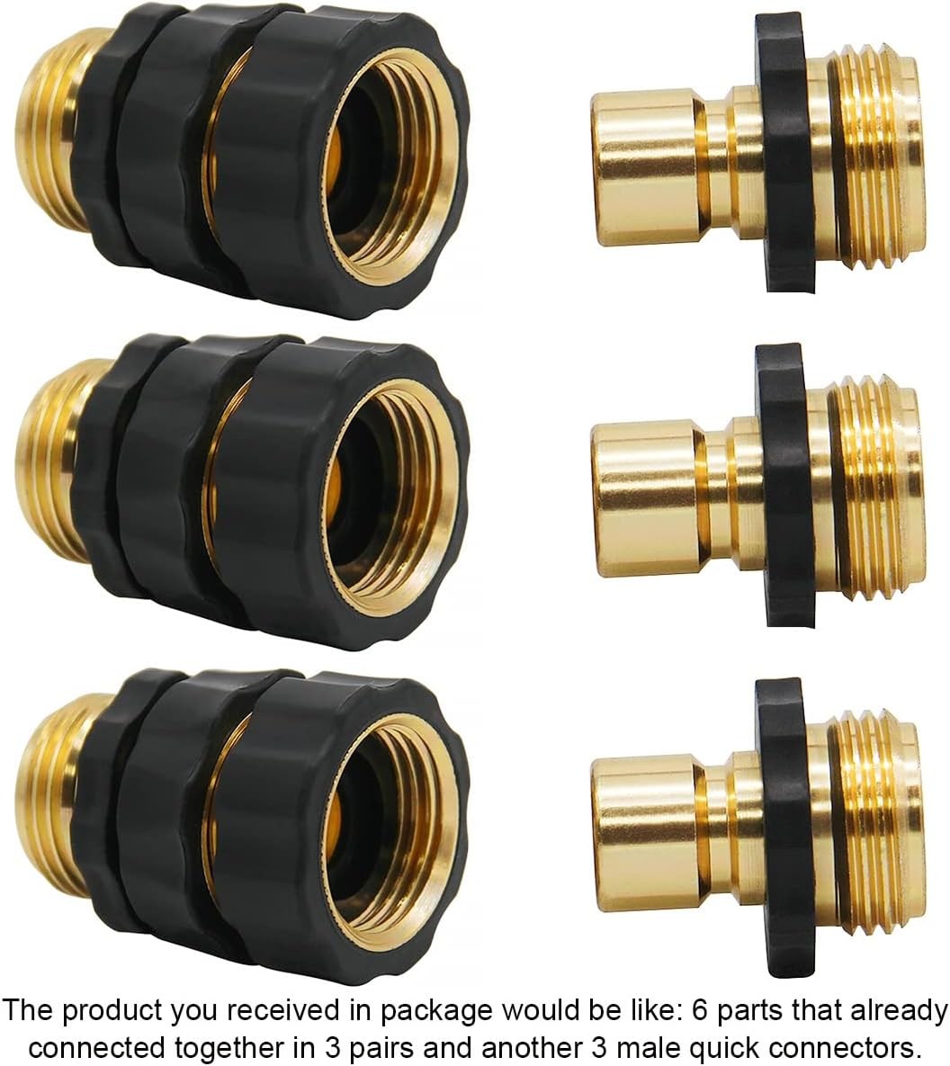 Triumpeek 3/4″ Garden Hose Connector, 7-10 cm, 9 PCS – 6 Male & 3 Female