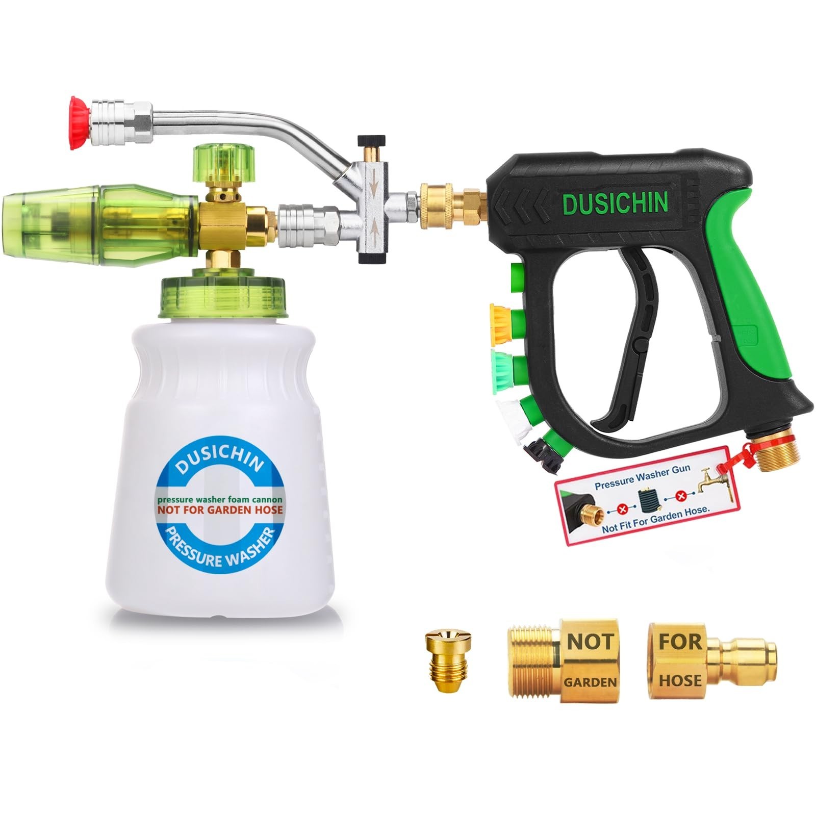 DUSICHIN Pressure Washer Gun Foam Cannon Dual Connector Shift Valve, Car Wash…
