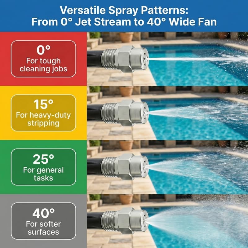 Surface Cleaner Tips Water Broom Spray Nozzles 2.5 Orifice, 4-Pack