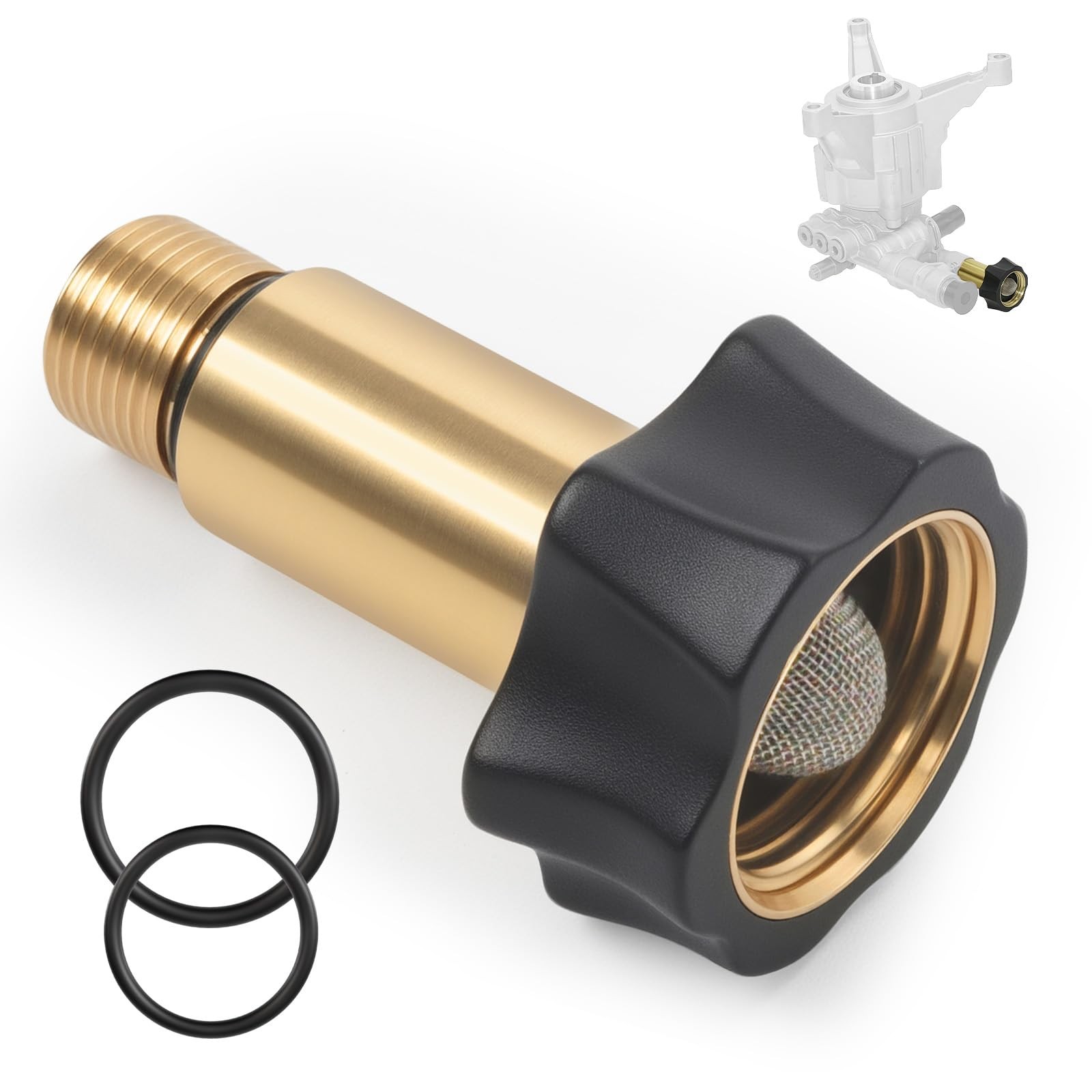 Cutetool 7110166 Water Inlet Fitting 3/8 inch and 3/4 inch, yellow Black