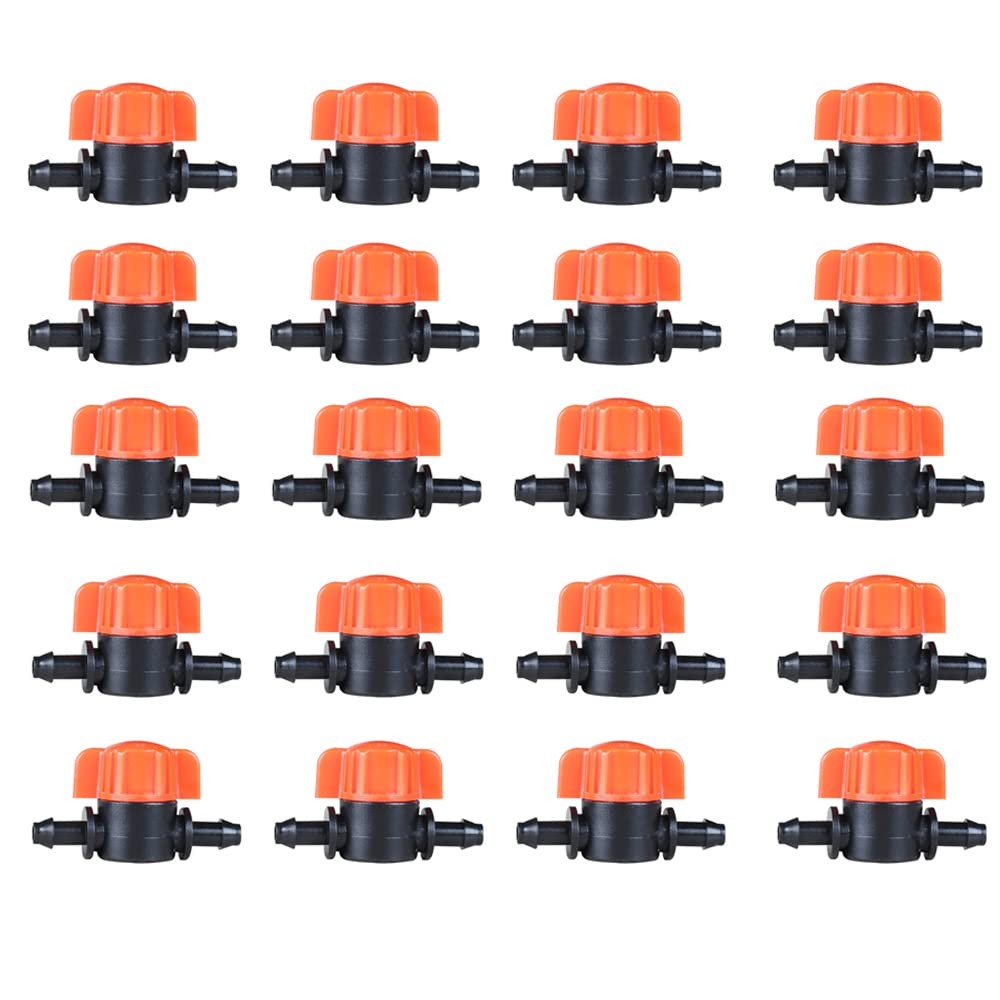 UCLEVER 20pcs 1/4 Inch Barb Shut-Off Valve Universal Drip 20pcs, Red