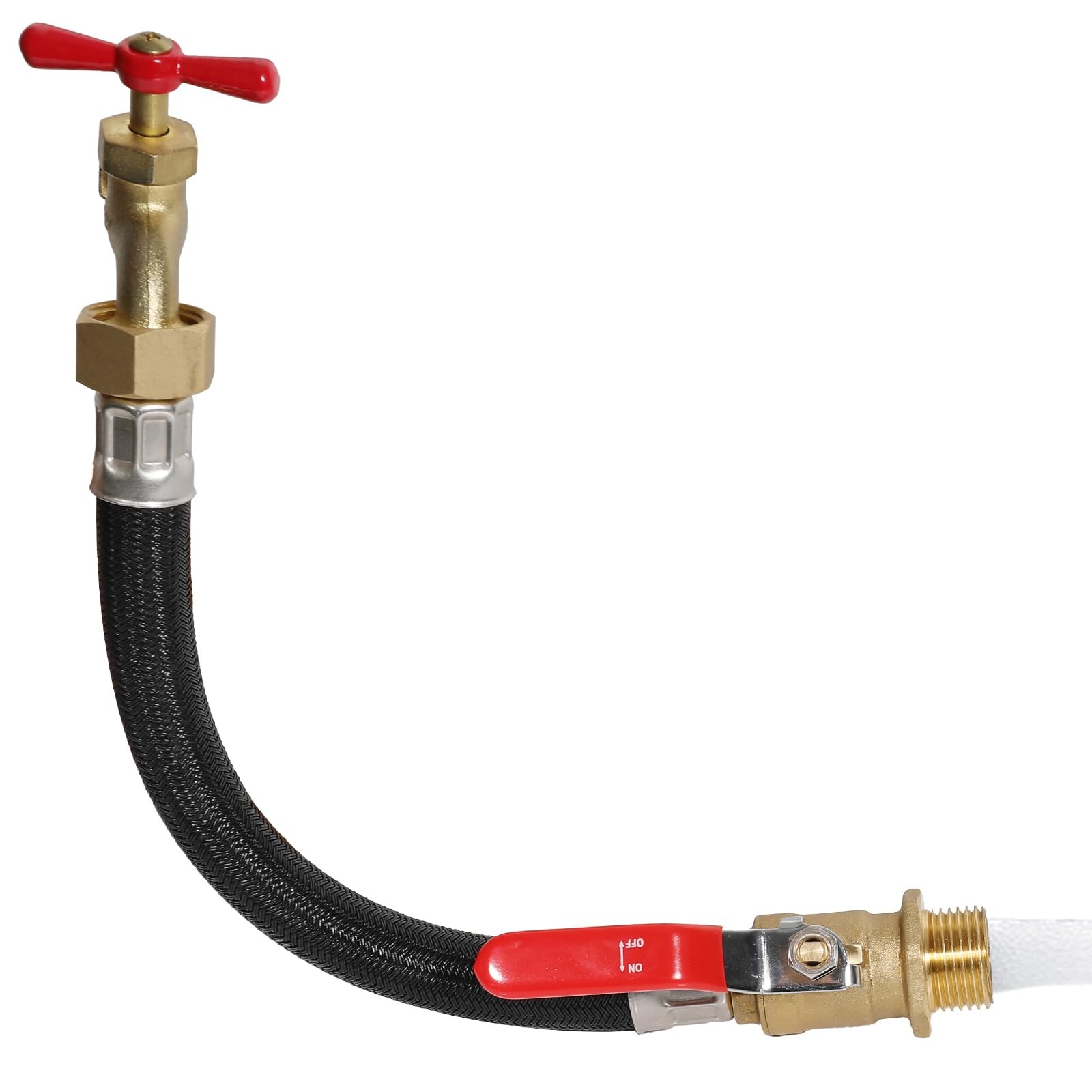 Garden Hose Extension Adapter Short Fitting with Valve,3/4″ GHT Solid Black