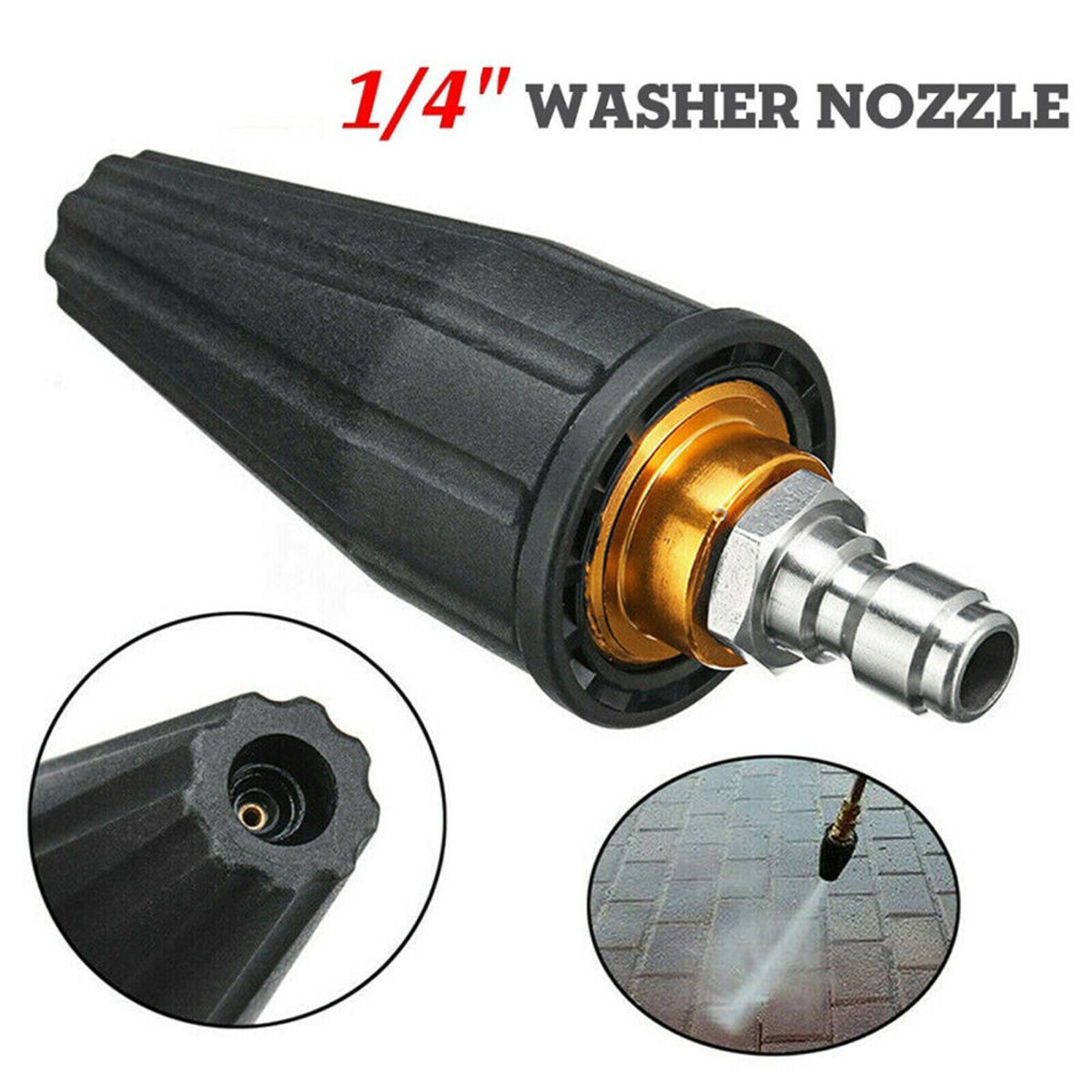 1/4″ High Pressure Washer Rotating Turbo Nozzle Spray Tip 4.0 GPM 4000PSI Spray