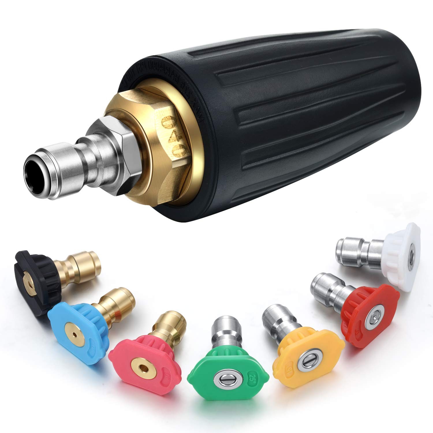 Mudder 4000 Psi Pressure Washer Rotating Turbo Nozzle 4.0 0.25 inches, Black