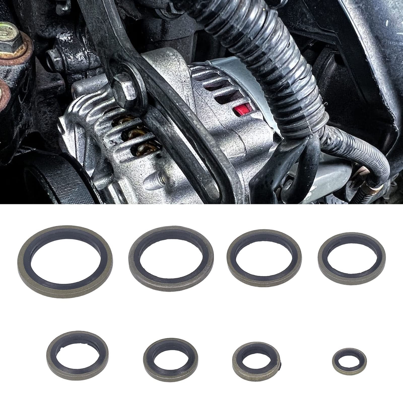KooingTech 110PCS 8 Sizes Crush Washer, Oil Drain Plug Gasket M6 M8 6mm-20mm