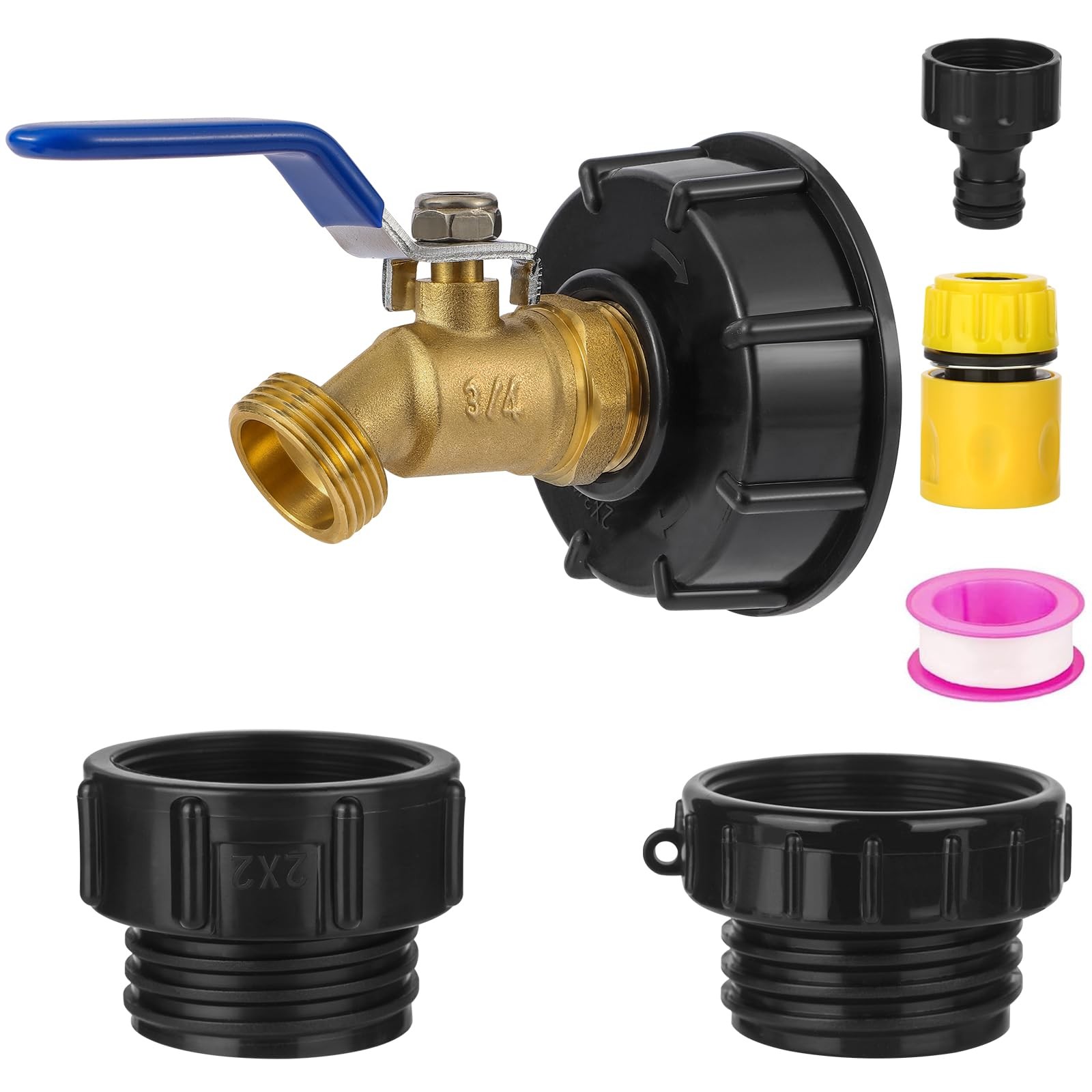 275-330 Gallon IBC Tote Hose Adapter,3-Size 3/4 inches, Blue