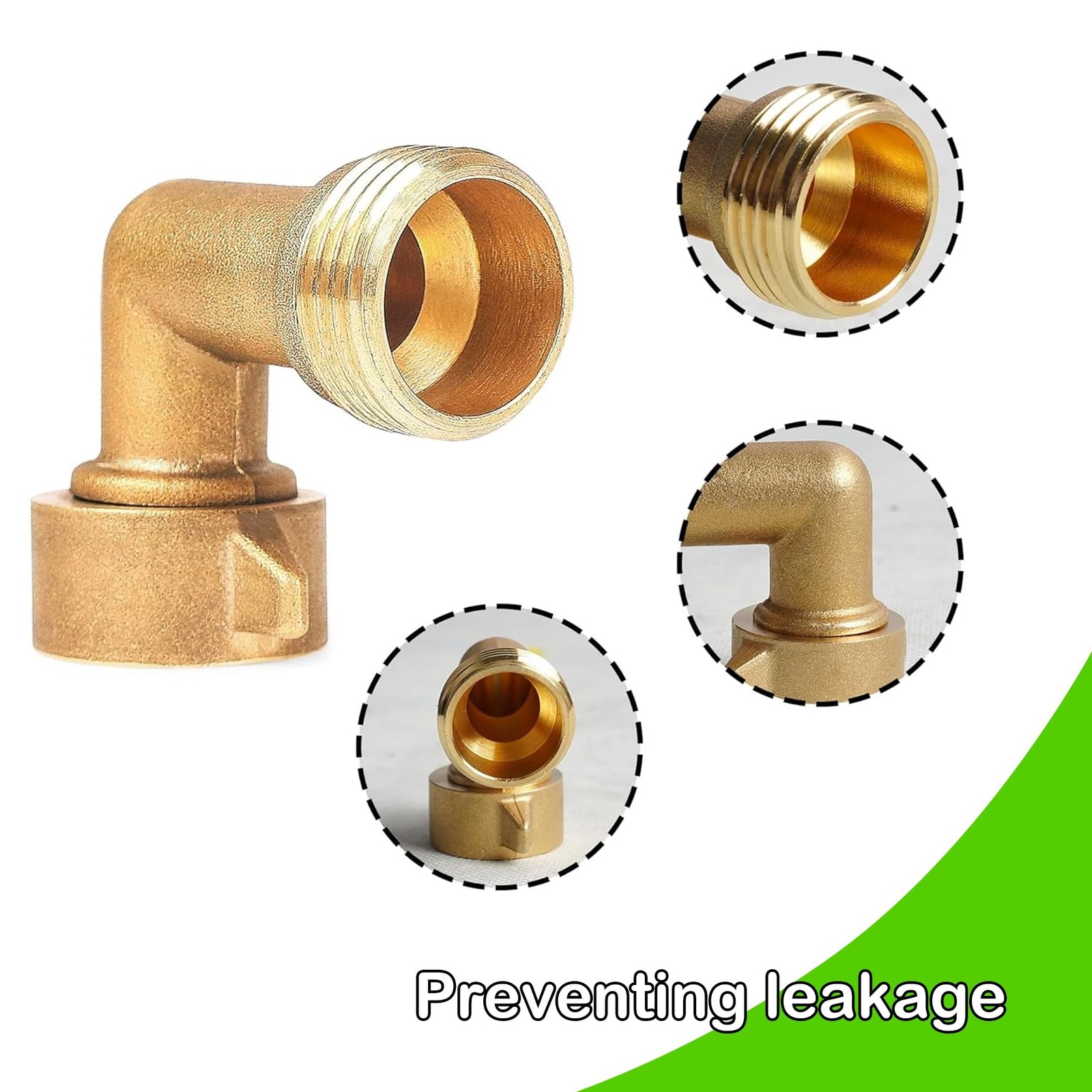 LIULO TOOL 2 Pack 90 Degree Garden Hose Elbow Connectors, 3/4″ 3/4 inch, Gold