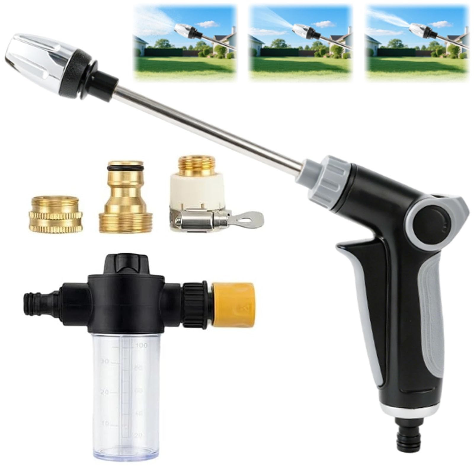 Turbo High Pressure Washer Gun, Heavy Duty Garden Hose Nozzle, Turn Any Black