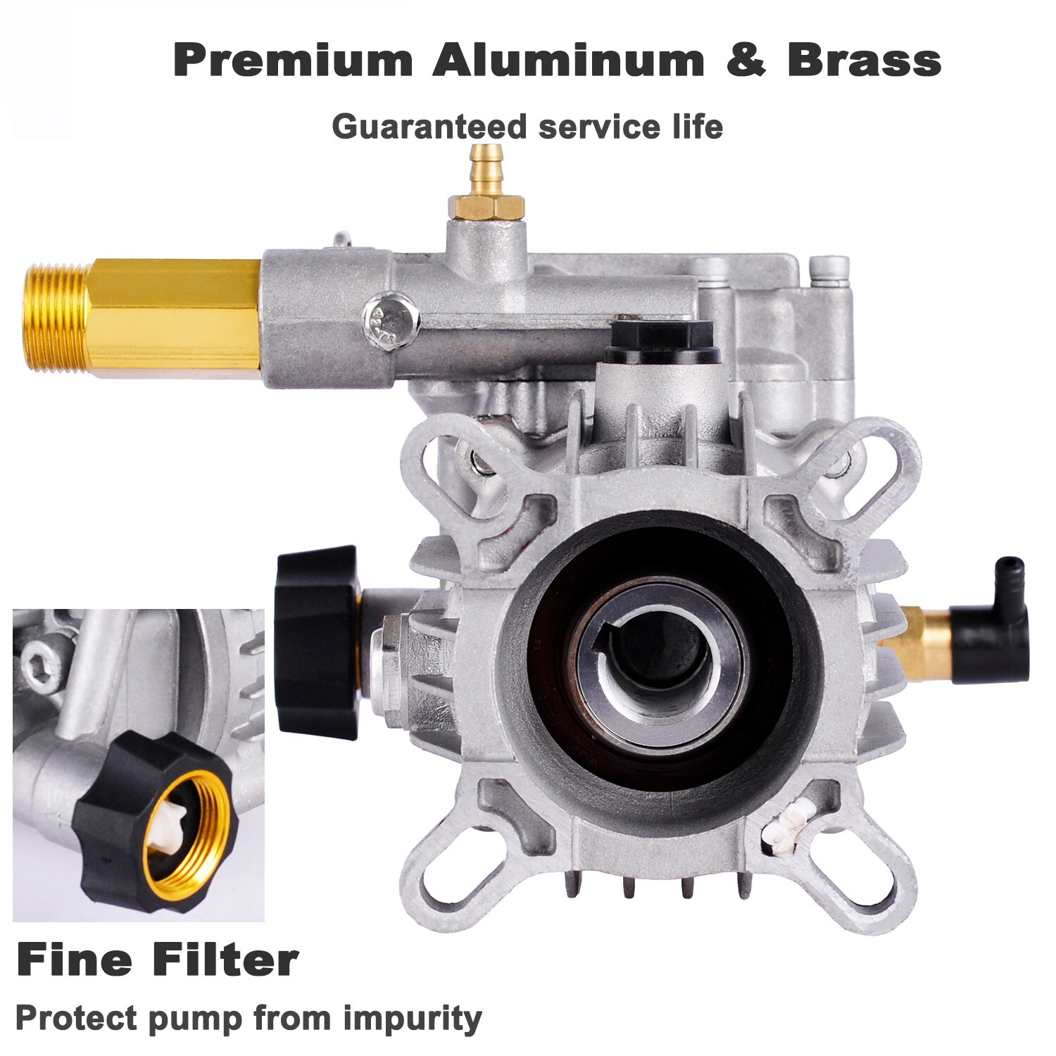 Pressure Washer Pump – Horizontal 3/4″ Shaft – MAX 3000 PSI, 2.5 GPM, Oil Sealed