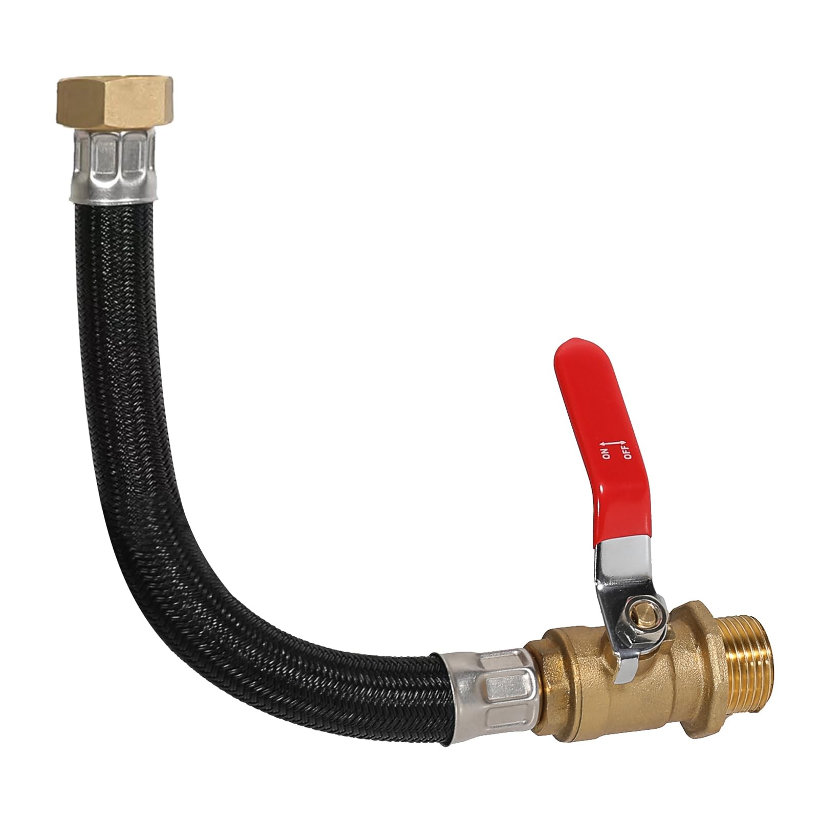 Garden Hose Extension Adapter Short Fitting with Valve,3/4″ GHT Solid Black