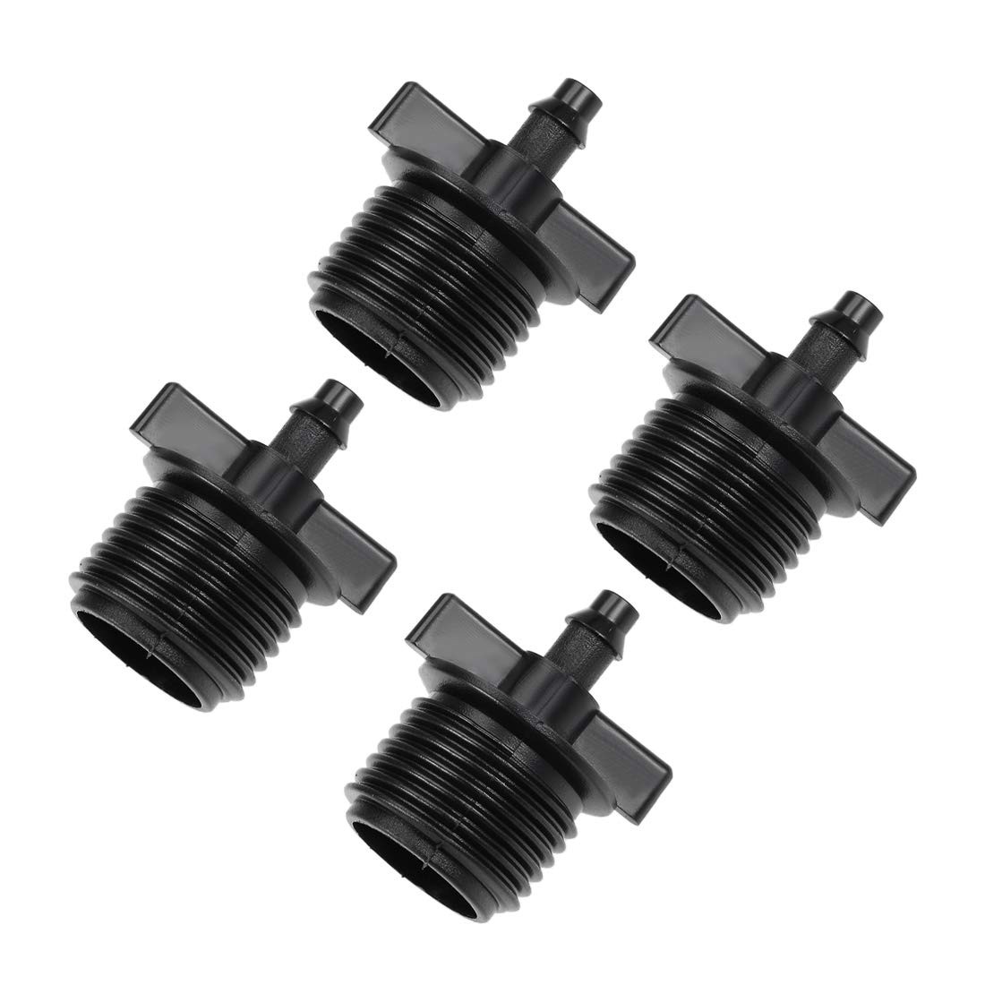 uxcell Barb Drip Pipe Connector 1/2 BSPF Male Thread 4/7mm Hose 4/7mm, Black