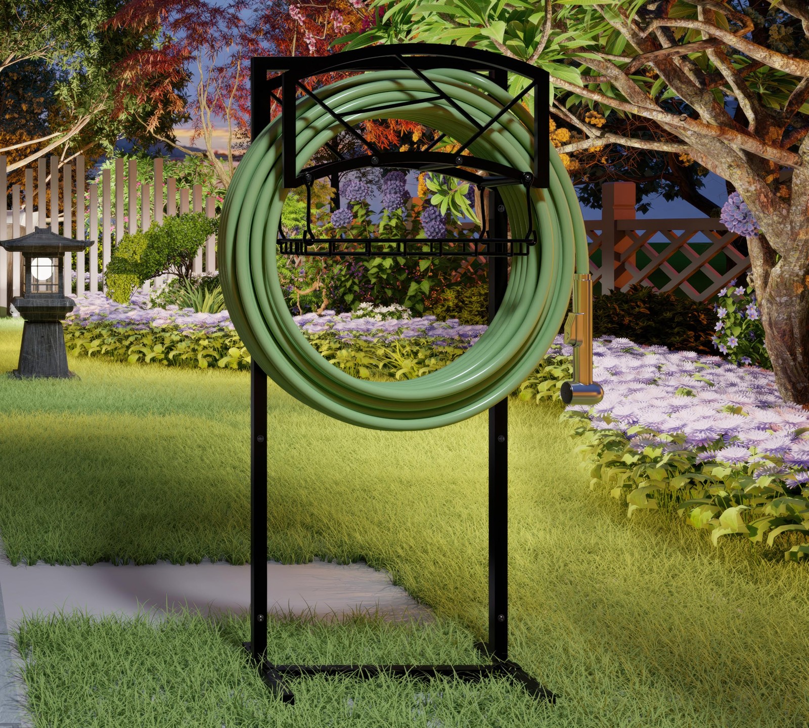 Fire Beauty Heavy-Duty Portable Garden Hose Holder with 42.52 inches, Black