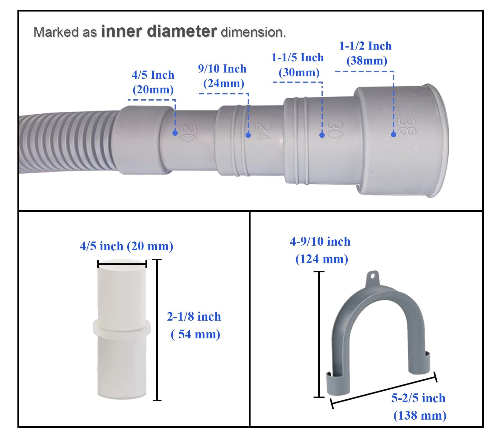 DLHMBOQ 6.5ft Washing Machine Drain Hose Extension Kit 6.5Feet, Gray