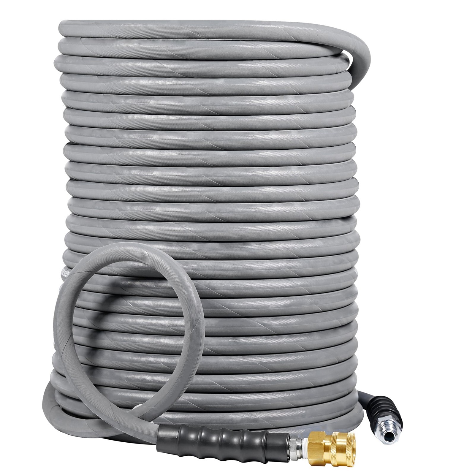 125ft Pressure Washer Hose 4000 PSI Non-Marking Gray With Couplers 275F 3/8″