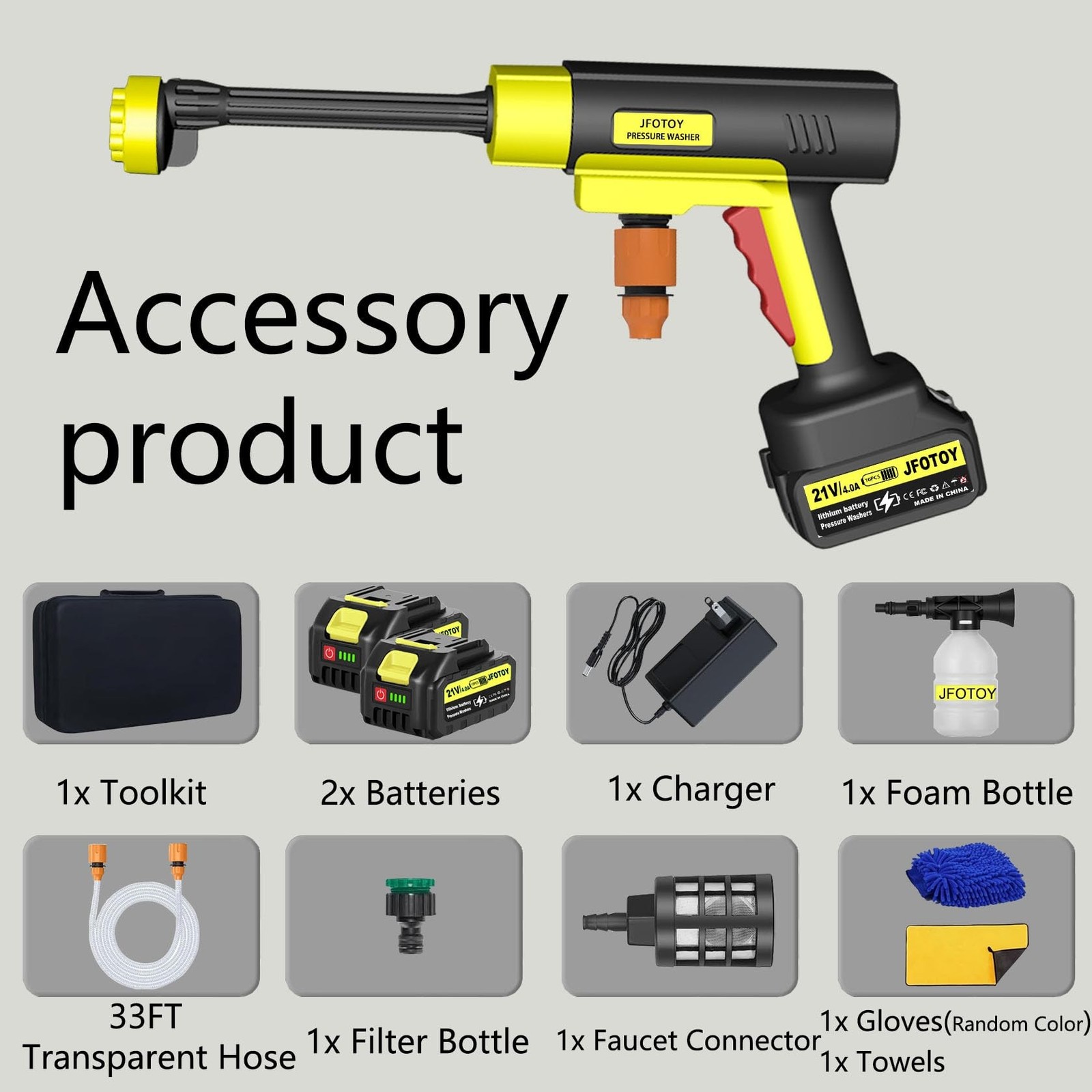 Portable Cordless Pressure Washer, 1200 PSI Portable Power Washer Can be Conn…