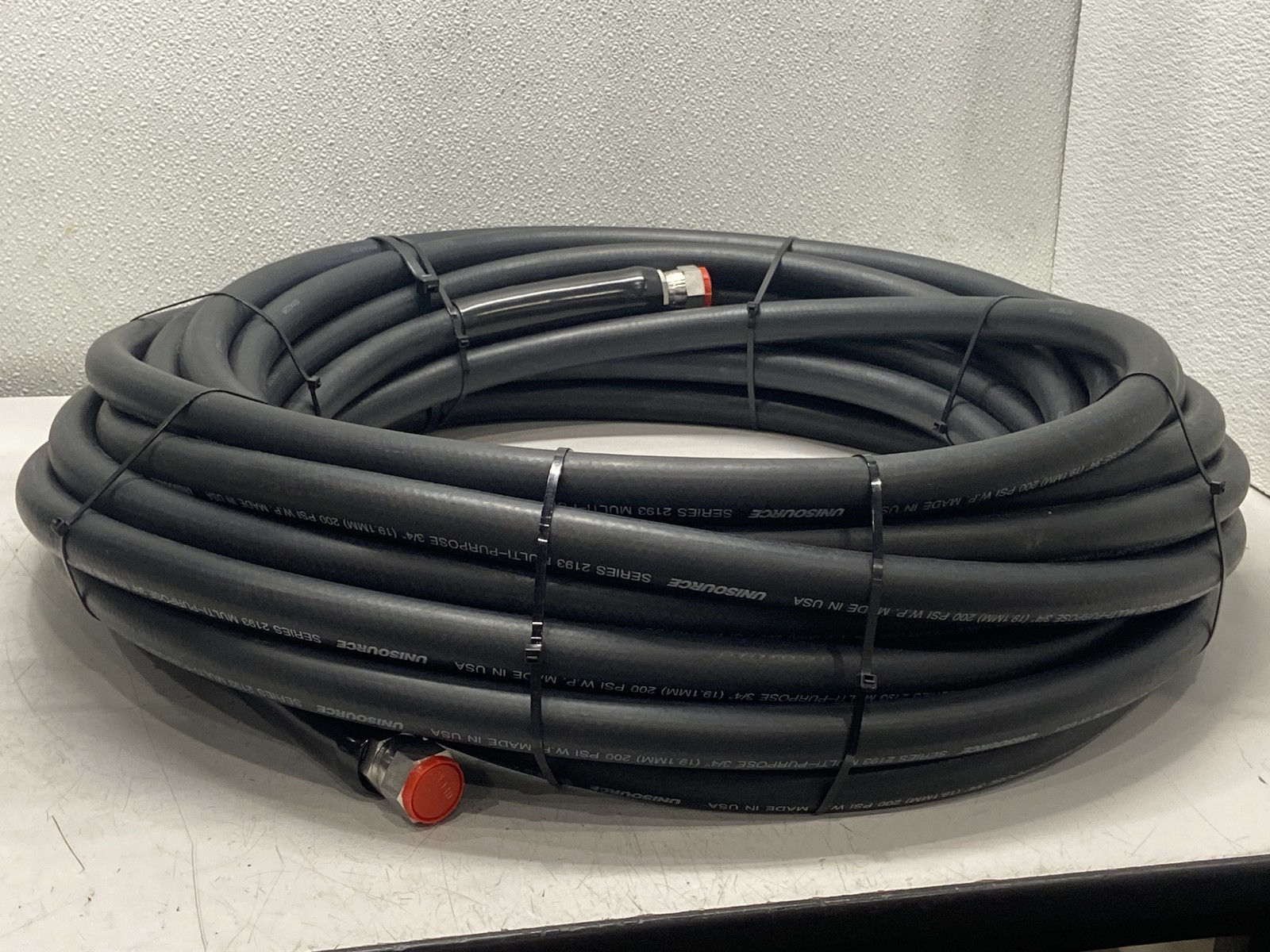 100′ Black Fire Hose 3/4″ ID Non-Collapsible – 3/4″ Female JIC Fittings