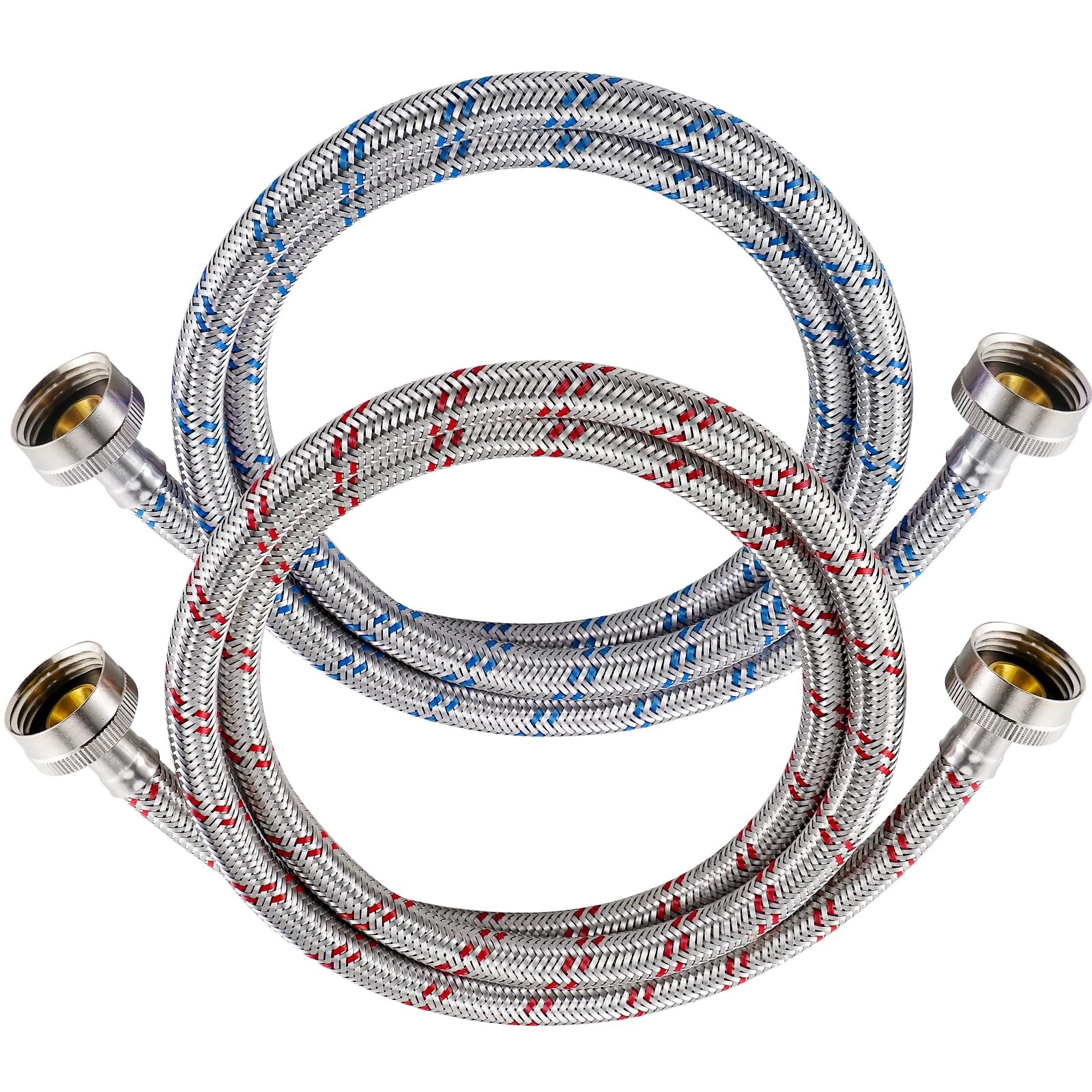 Yejesiy 4 Ft Washing Machine Hoses, 2 Packs Premium 4 Feet, red and blue