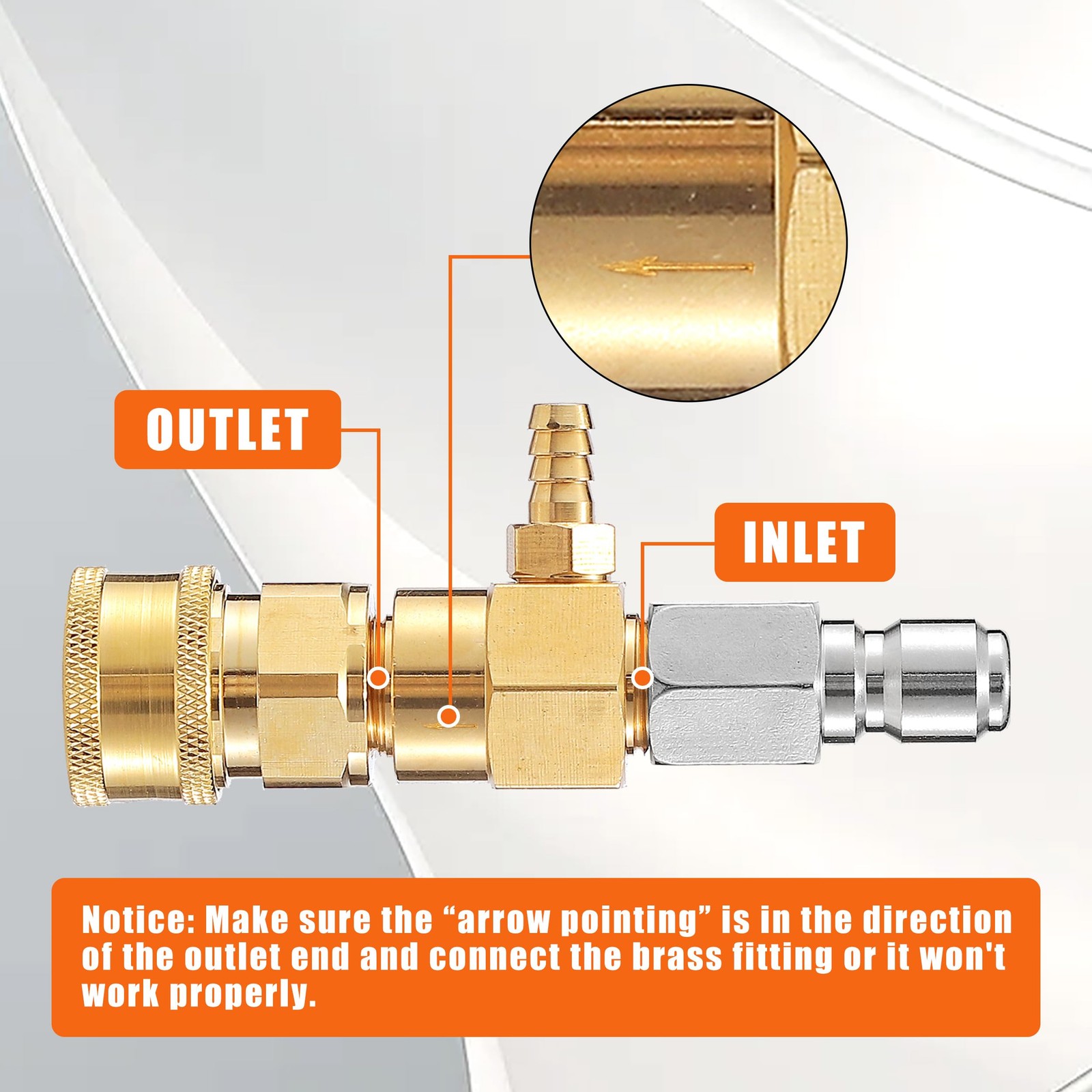 PWACCS Downstream Injector for Pressure Washer, Power 3-5 GPM Injector, Brass