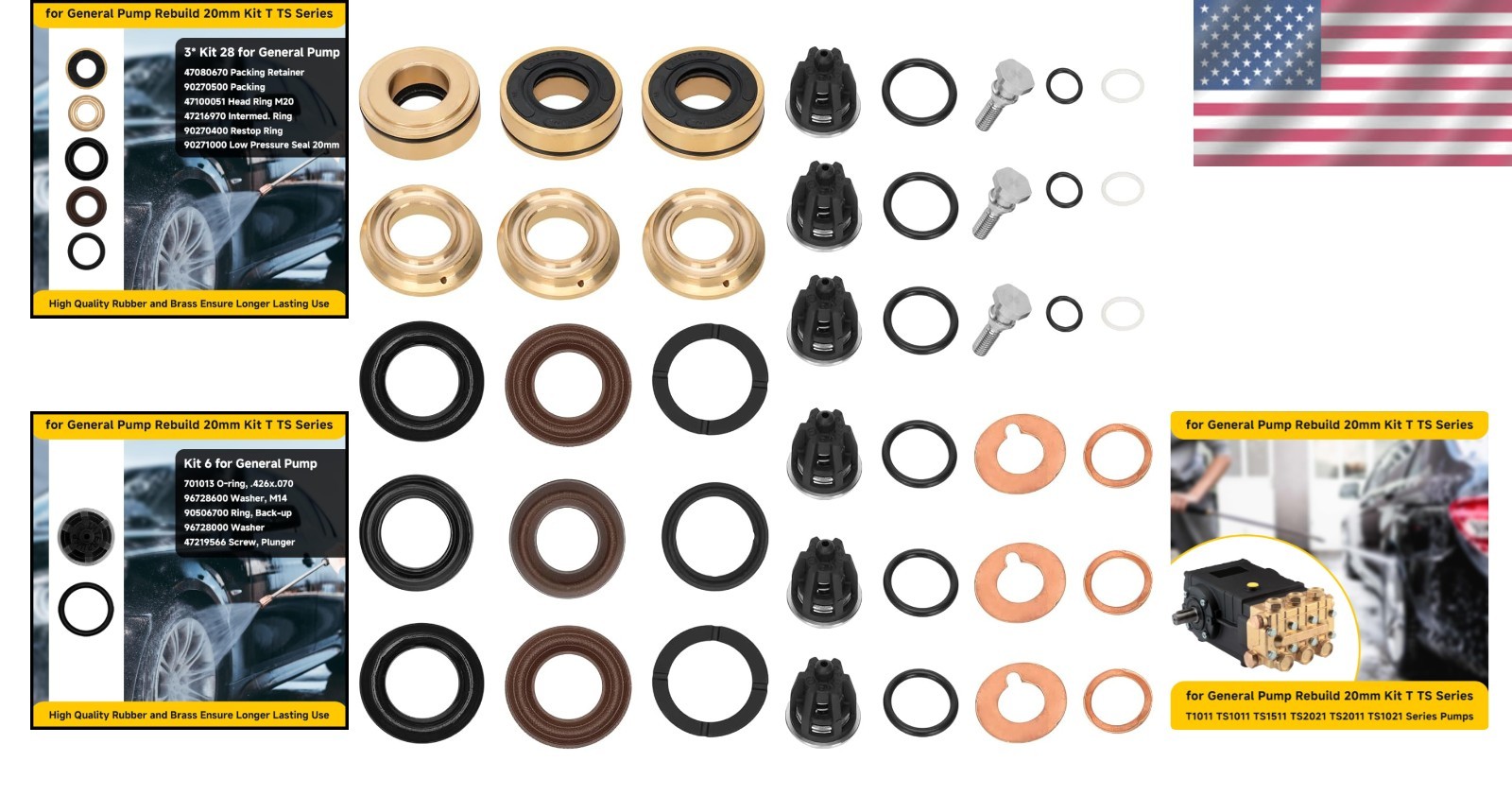 for General Pump Rebuild kit, Compatible with General Pump T/TS Series T1011 …