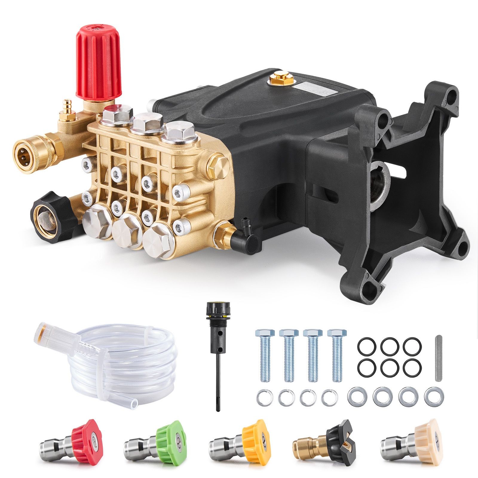 Pressure Washer Pump, 1″ Shaft Horizontal Triplex Plunger, 4000 PSI, 4.0GPM