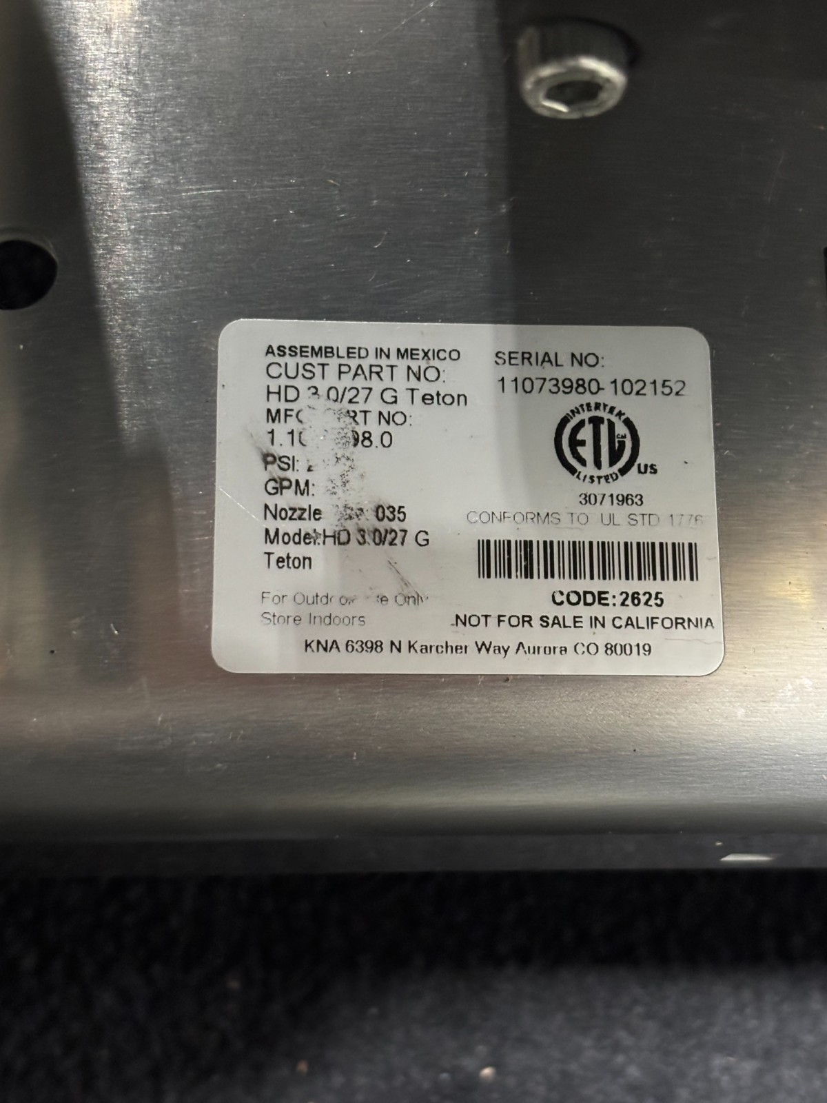 Karcher Teton Series Pressure Washer – HD 3.0/27 GB #1.107-441.0