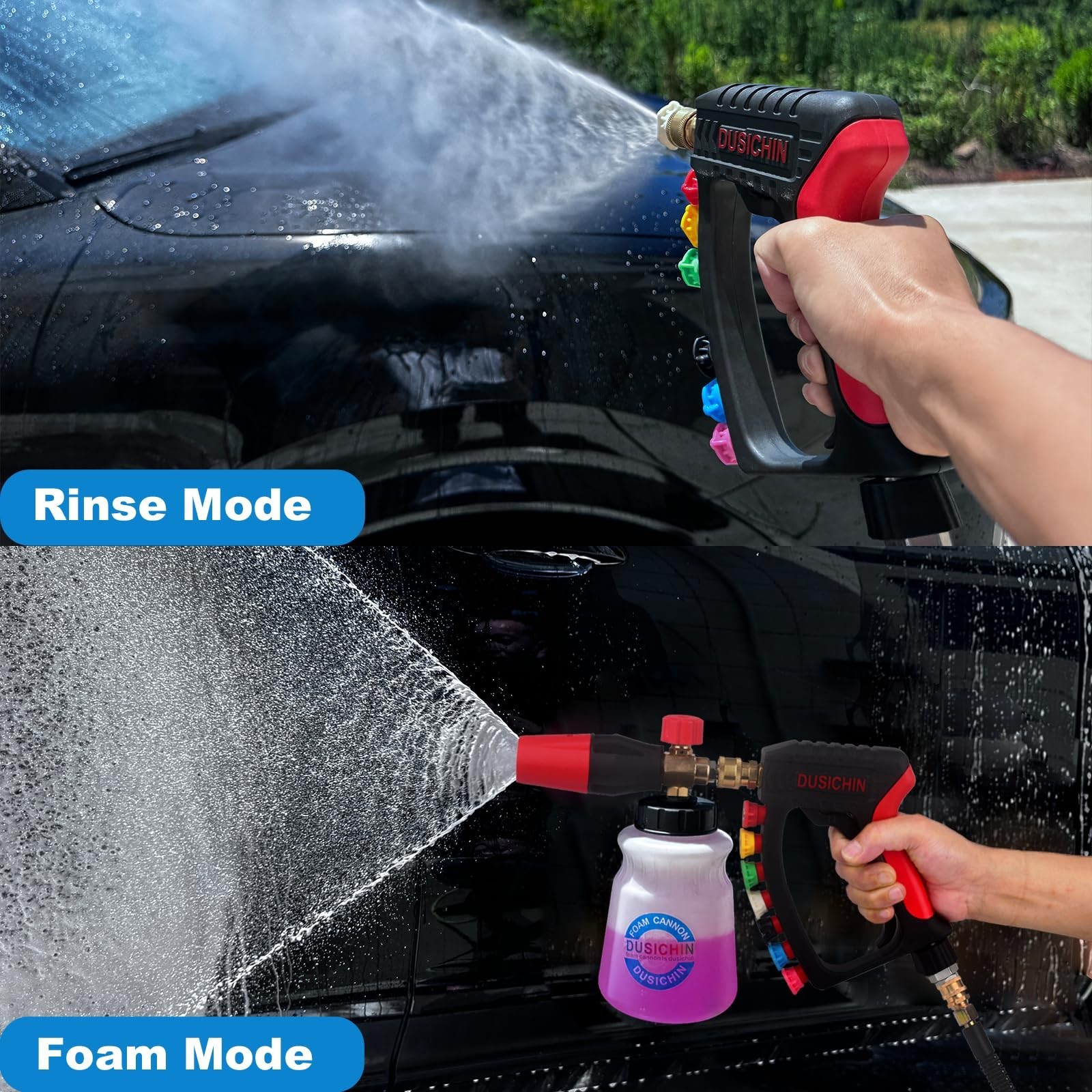 DUSICHIN Short Pressure Washer Gun Swivel Joint 4000 PSI Foam Cannon Lance,7 …