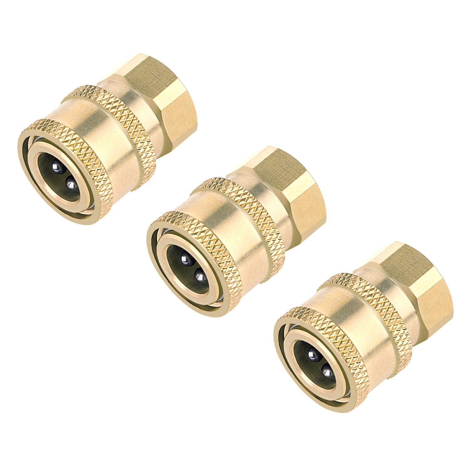 3 Pack Pressure Washer Coupler, Brass Fittings, 1/4 Inch Quick Connect to Fem…