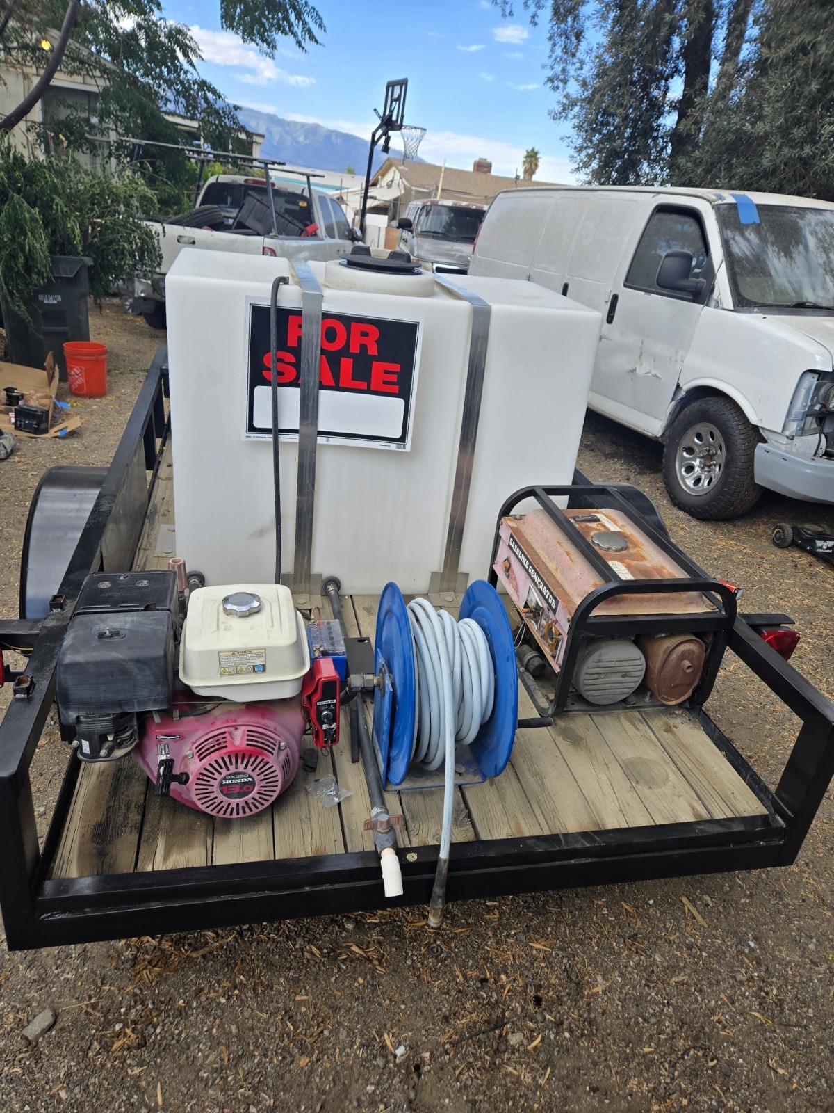 10 ft pressure washing trailer Honda Gx390, CAT pump, Gas Gen, Air Comp, 180 Gal