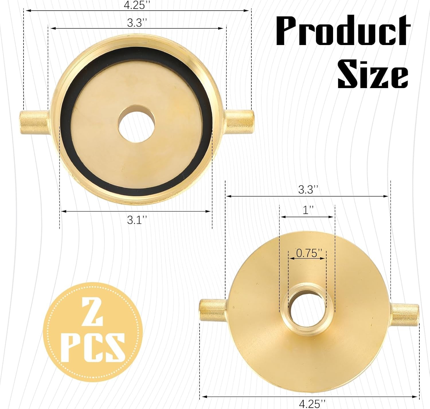 2 Packs Fire Hydrant Hose Adapter 2-1/2″ NST/NH Female x 3/4″ GHT brass color