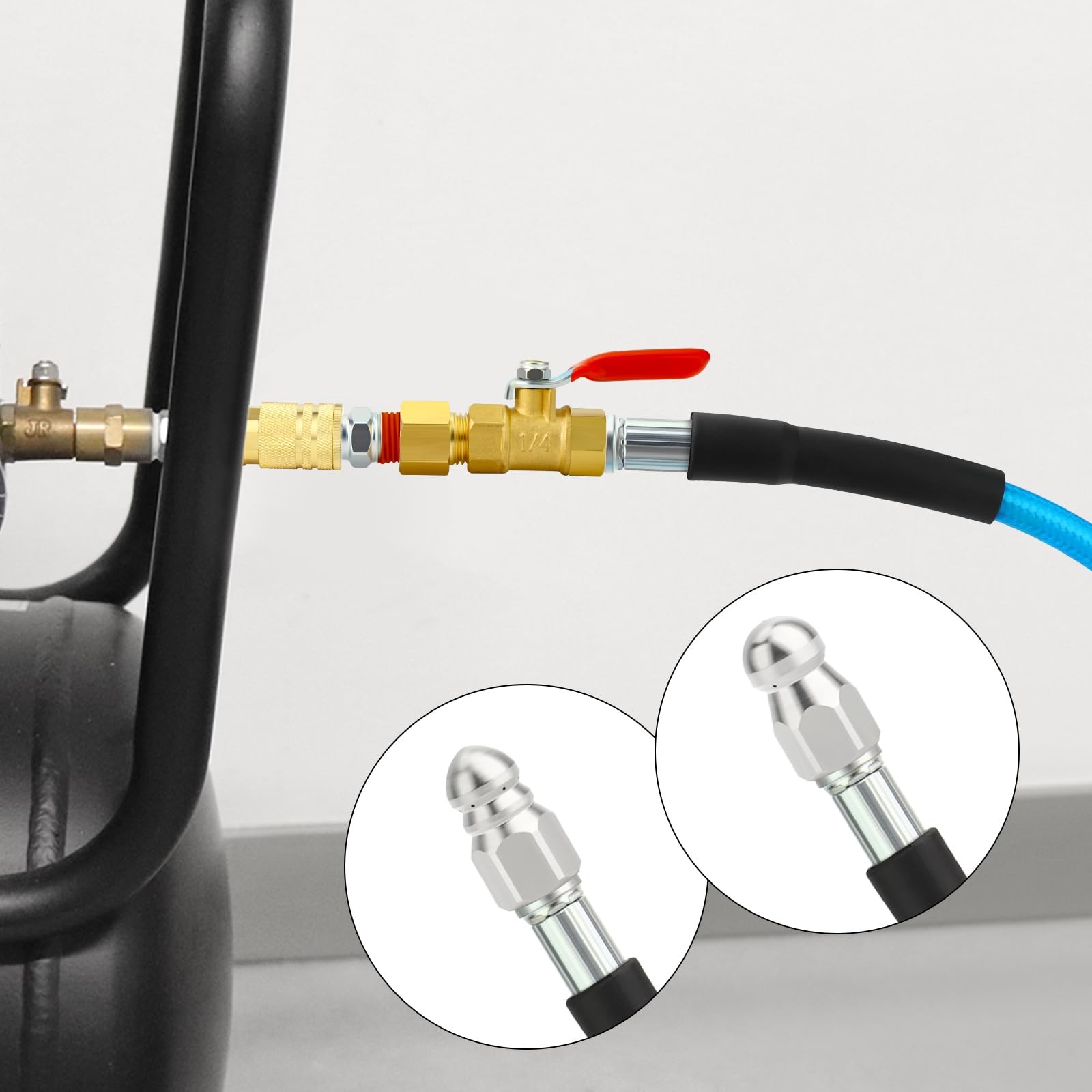 GASHER 23feet Home Dryer Vent Duct Cleaning Kit, 2 Jetter Nozzle, 1/4″