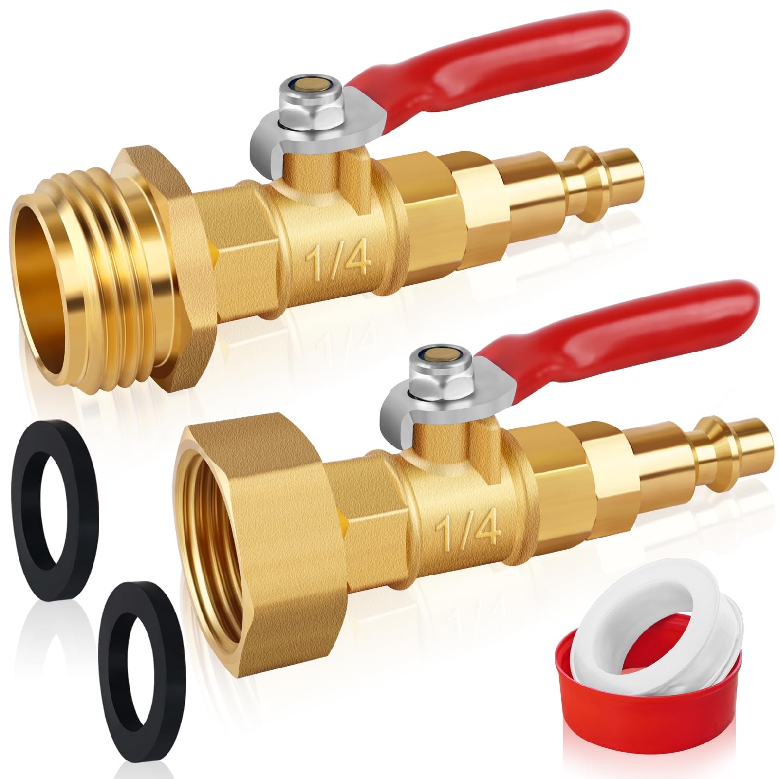 FANOVO RV Winterize Blowout Adapters, 3/4” Small, Gold-2pcs-Male + Female