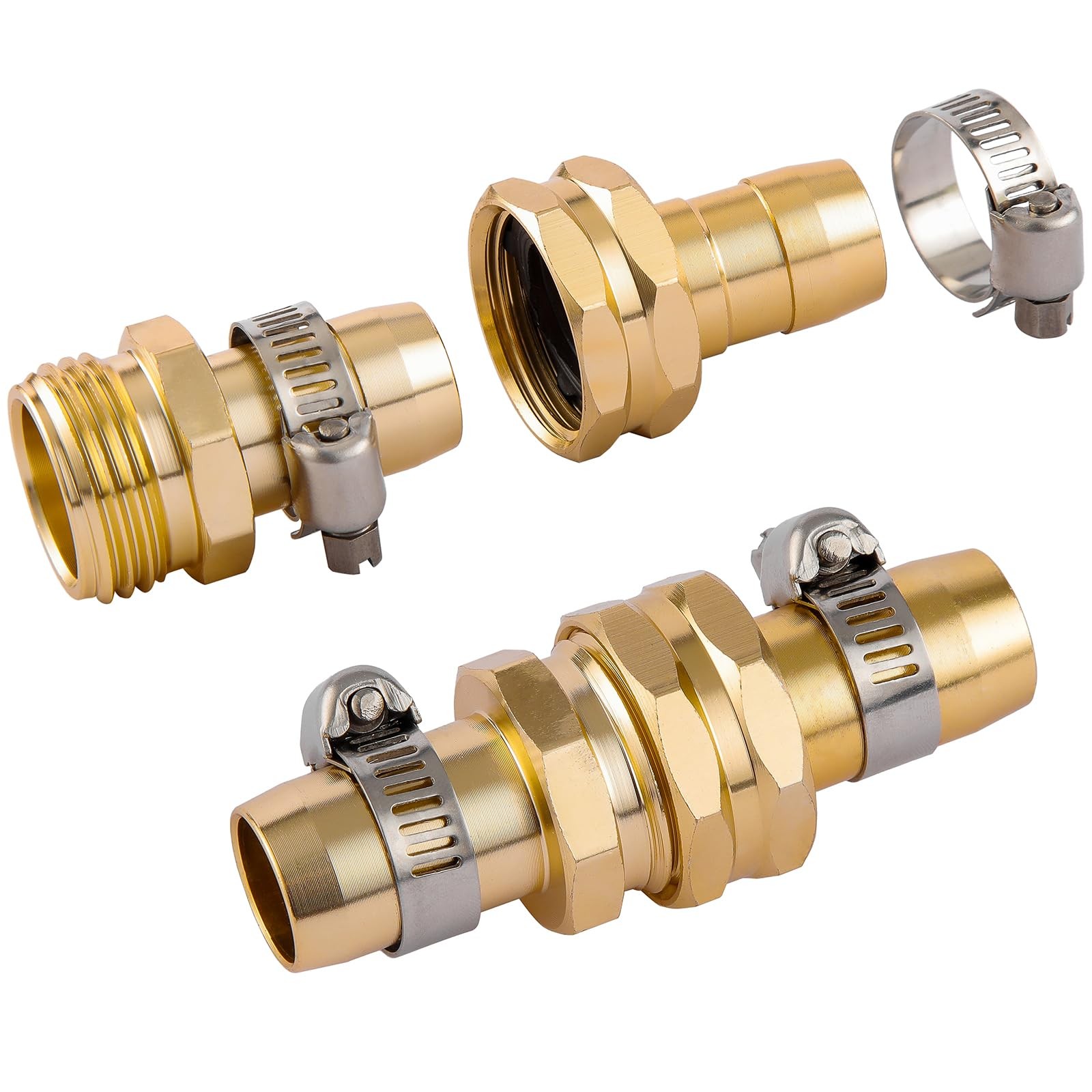 4 Set Garden Hose Repair Connector Fit for 3/4″ or 5/8″ hose(Female & Male)
