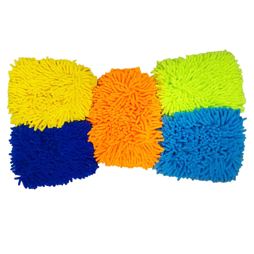 (5) Microfiber Car Kitchen Household Wash Washing Cleaning Glove Mitts New