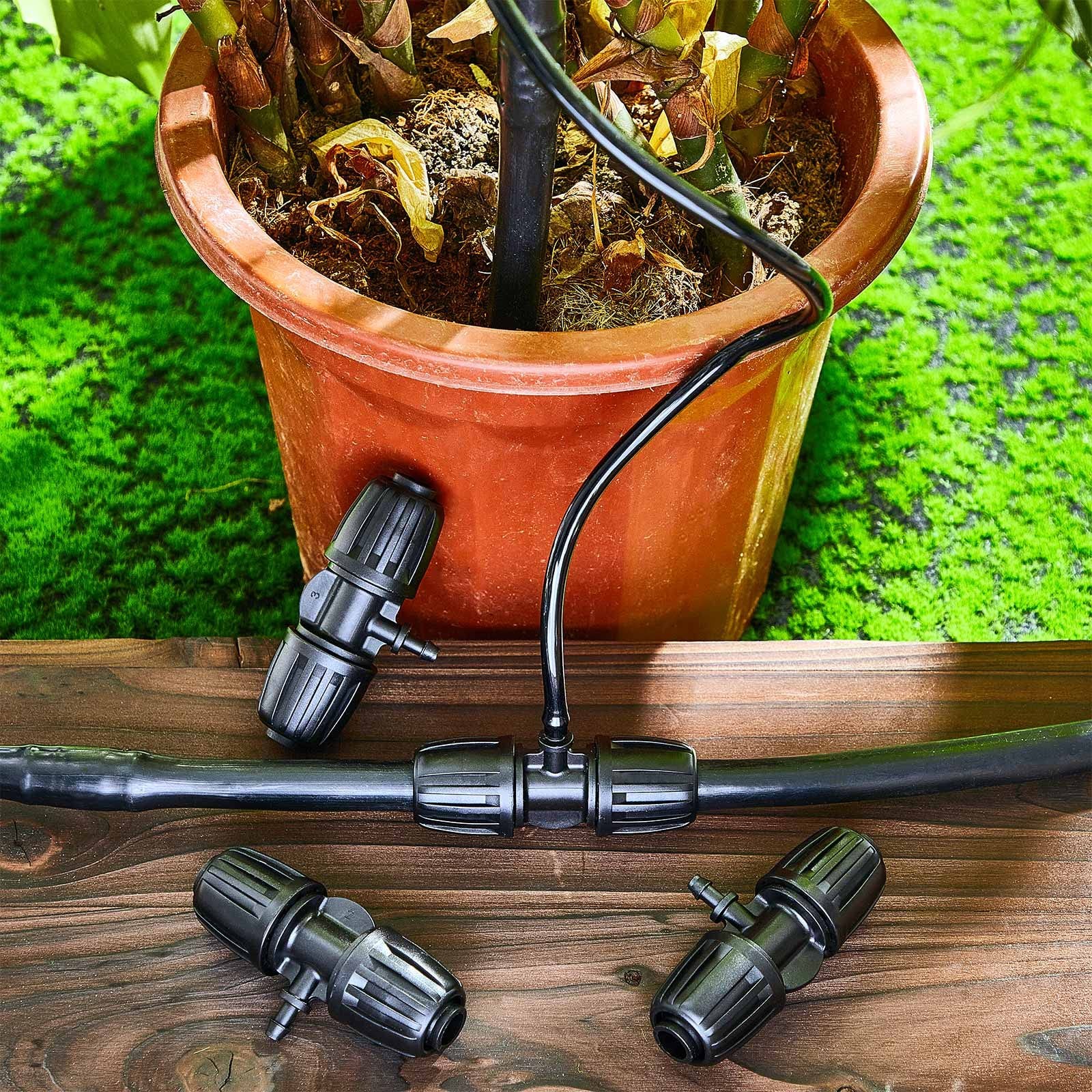 12 Pcs Barbed Tee Drip Irrigation Tubing for 1/2 inch to 1/4 inch, Black