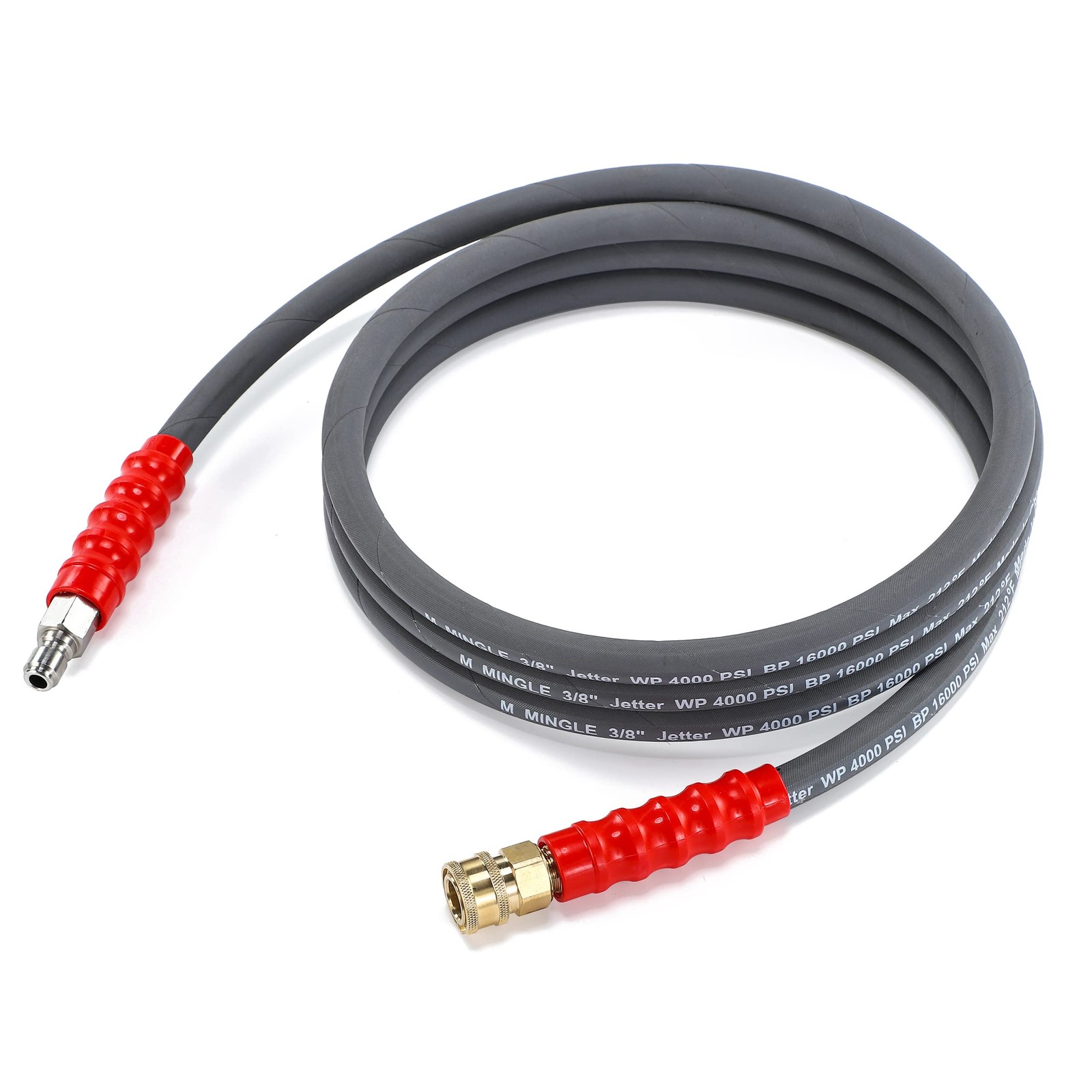 M MINGLE Pressure Washer Jumper Hose, 10 FT Whip Hose for Power 10 Feet, Gray