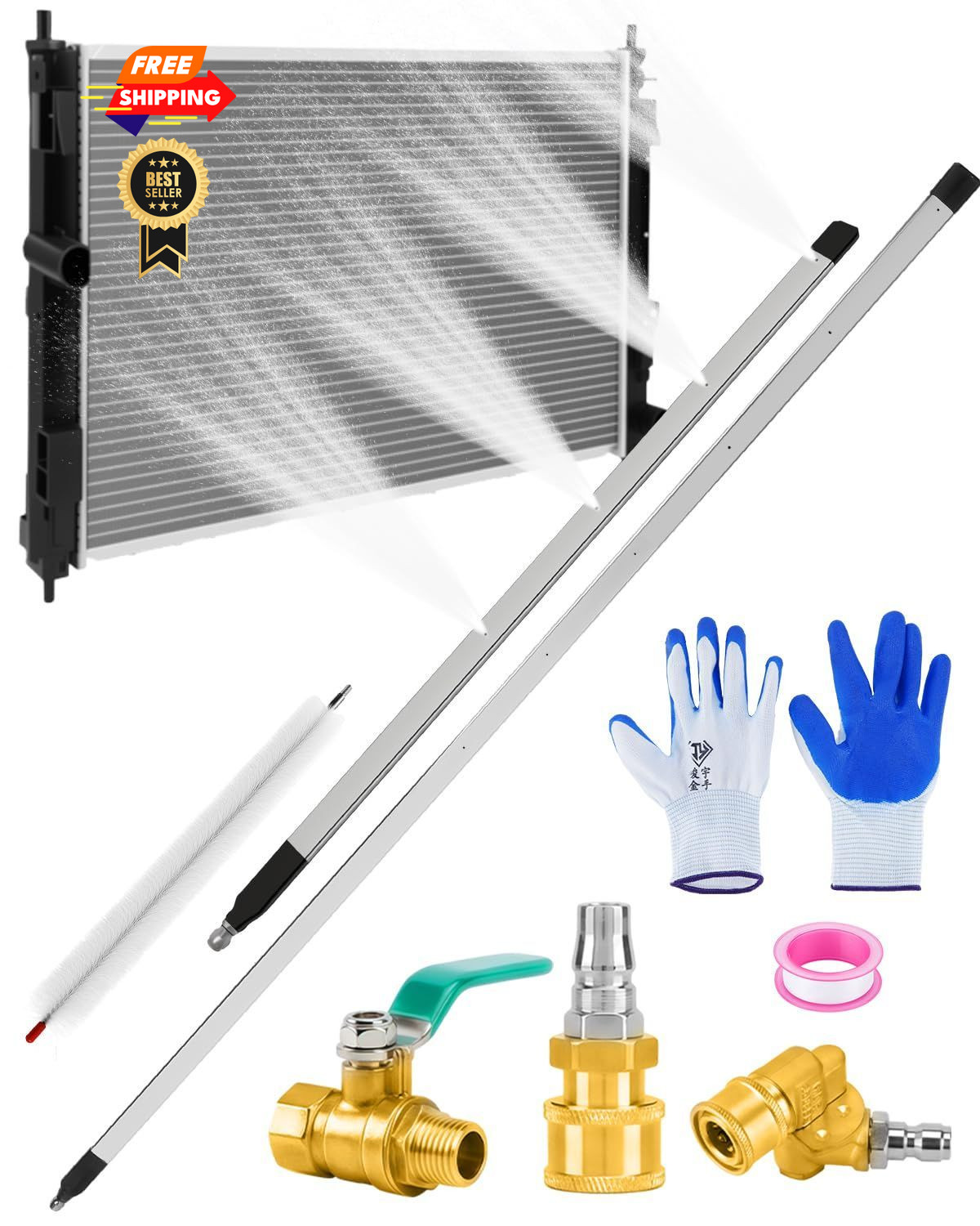 AutoEC Radiator Wand Set 47″ & 24″ for Trucks Car Wash 47‘’ and 24‘’, white