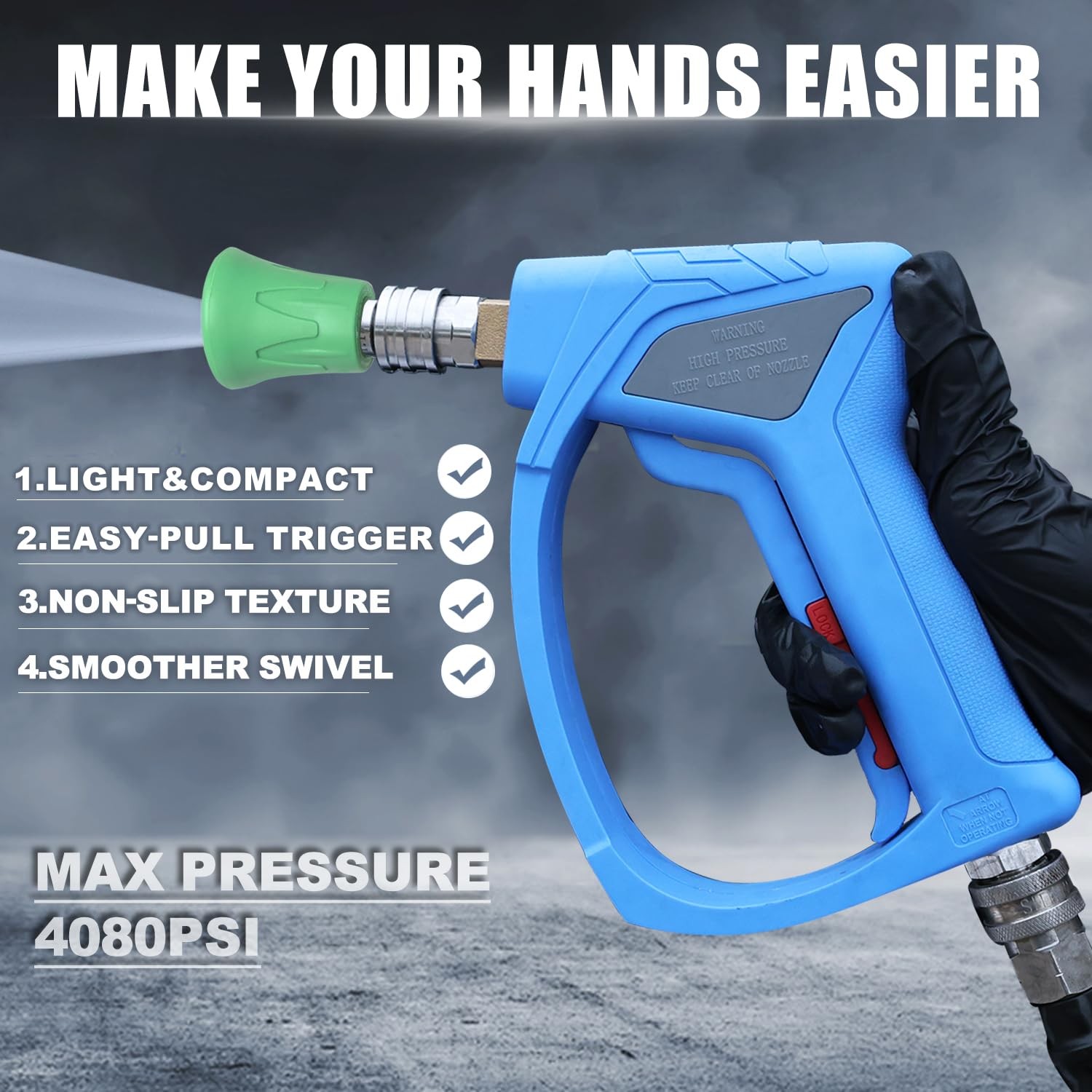 TUTULUCK® Pressure Washer Short Gun with 3/8″ Swivel, Power Small, Blue