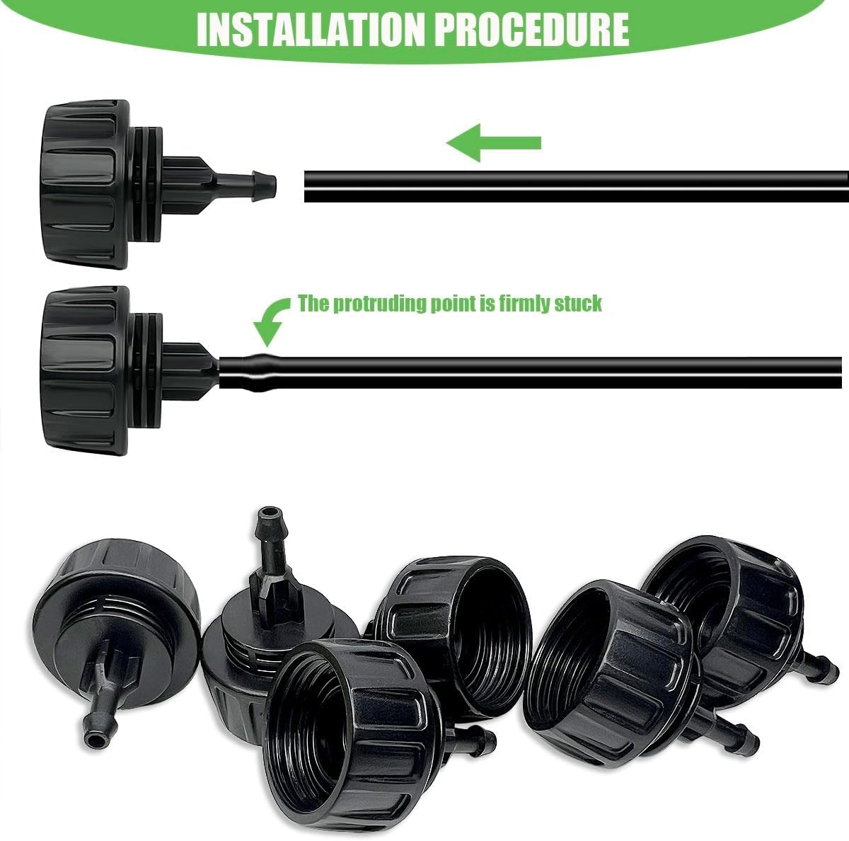 6 Pack Drip Irrigation Hose Connectors, 1/4 Inch inch, Black